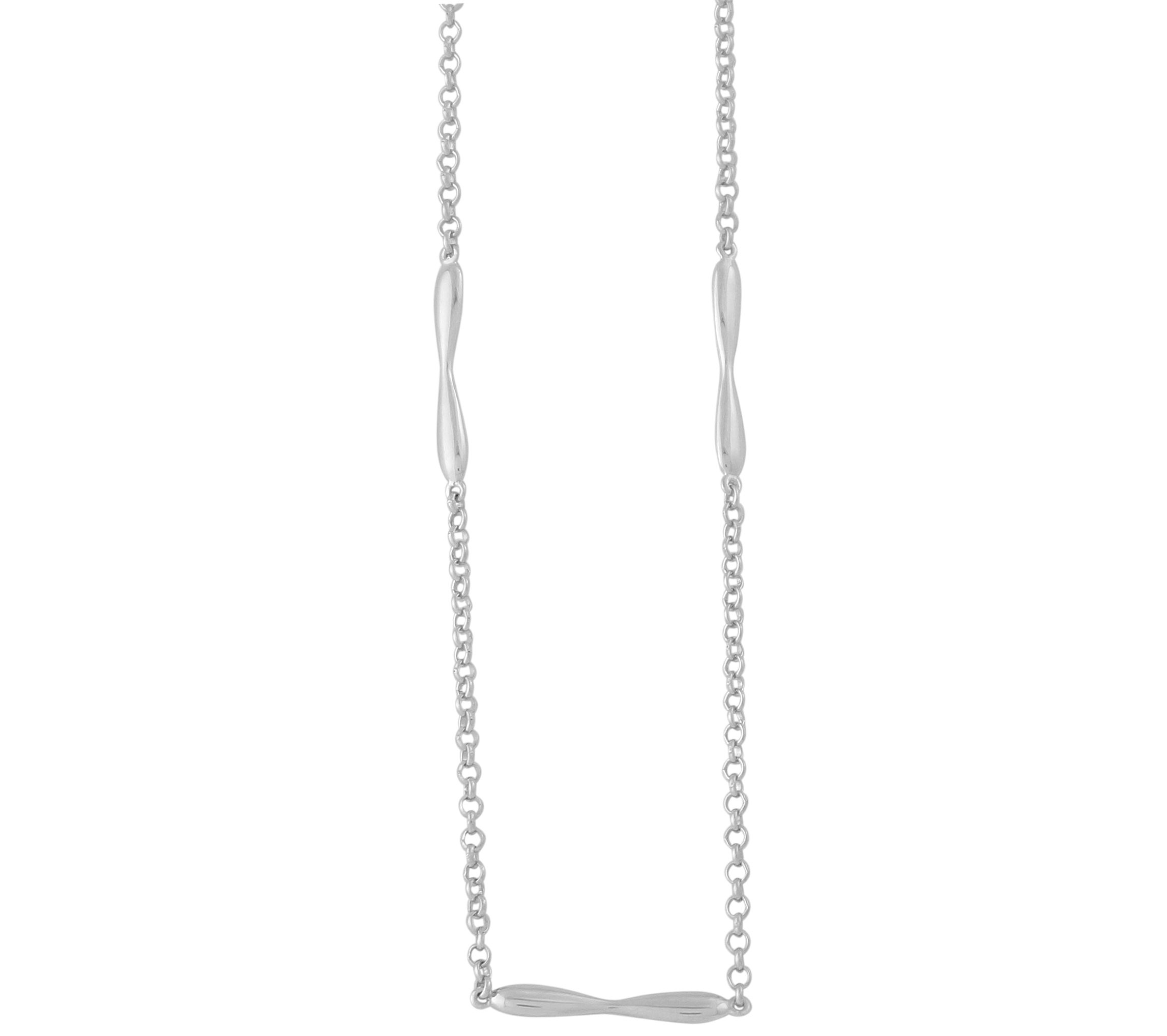 Sterling Curved Bar Station Necklace b y SilverStyle