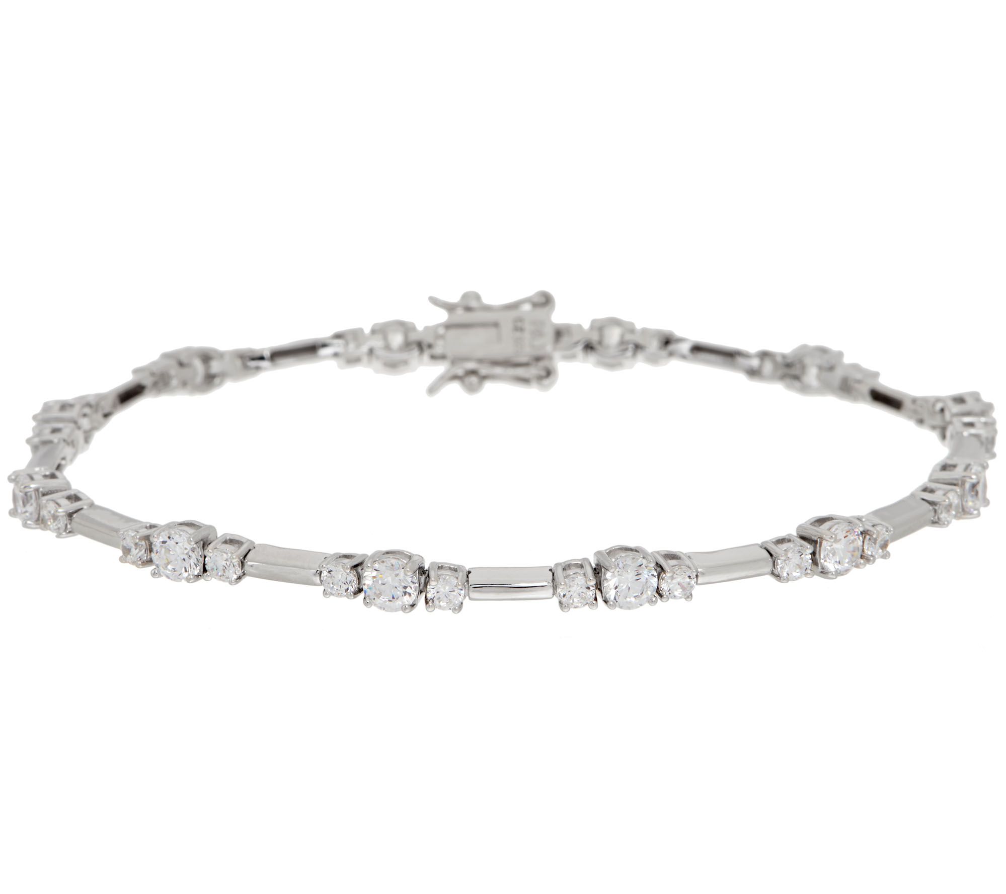 Diamonique Triple Round Station Bracelet, Sterling Silver