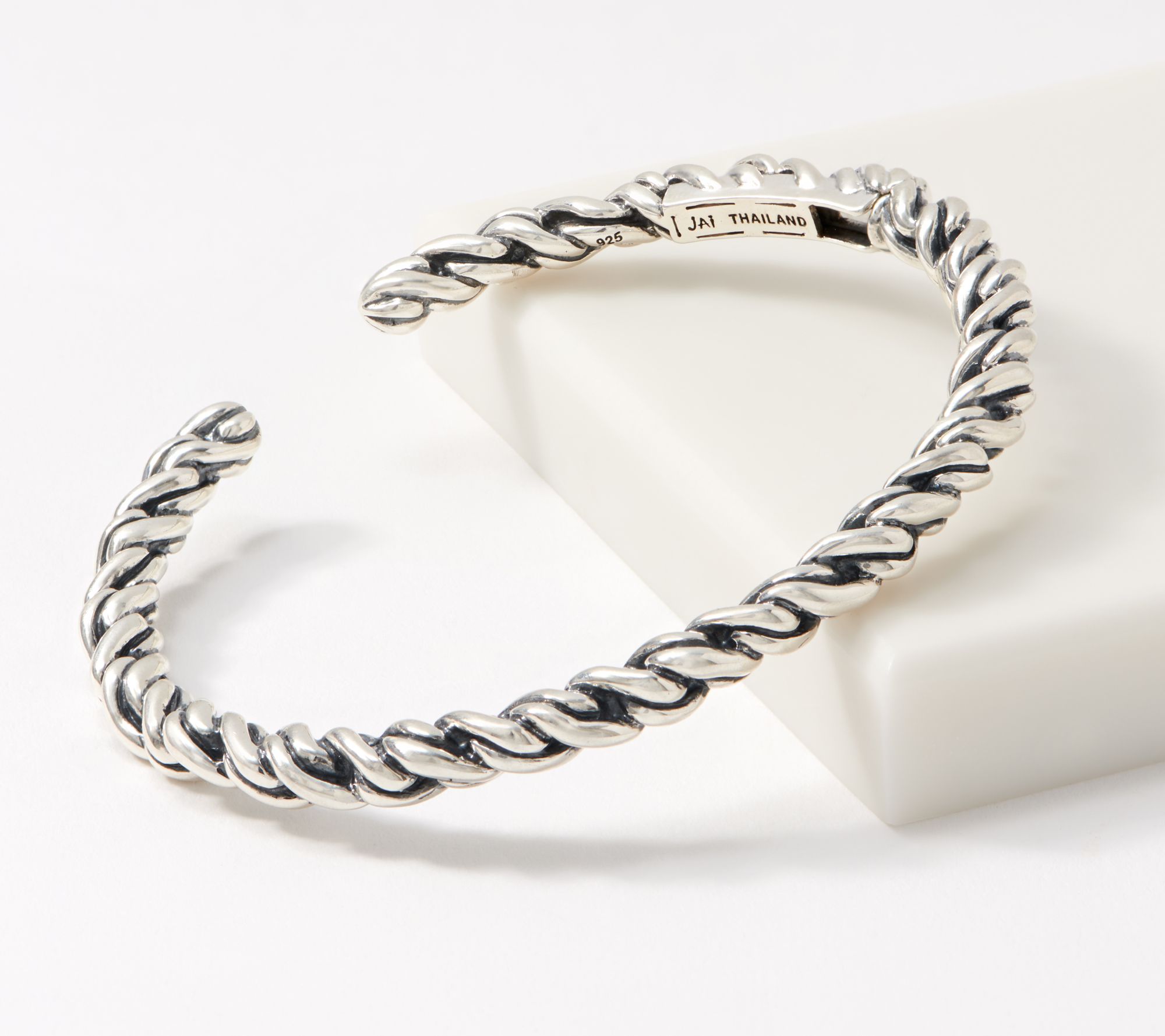 Carved silver cuff bracelet