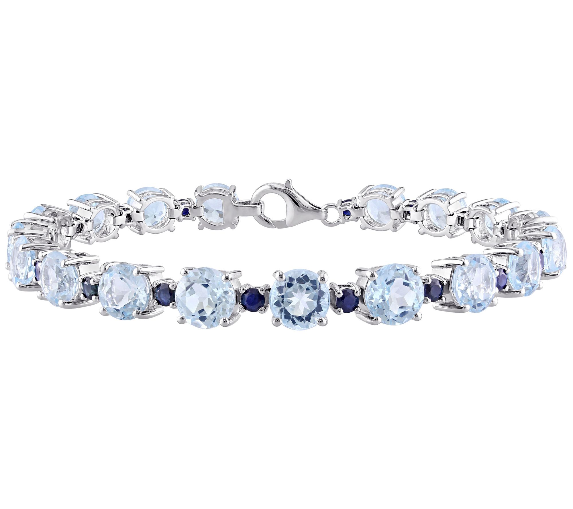 Sterling Silver 29.45 cttw Blue Topaz & Sapphir e Bracelet