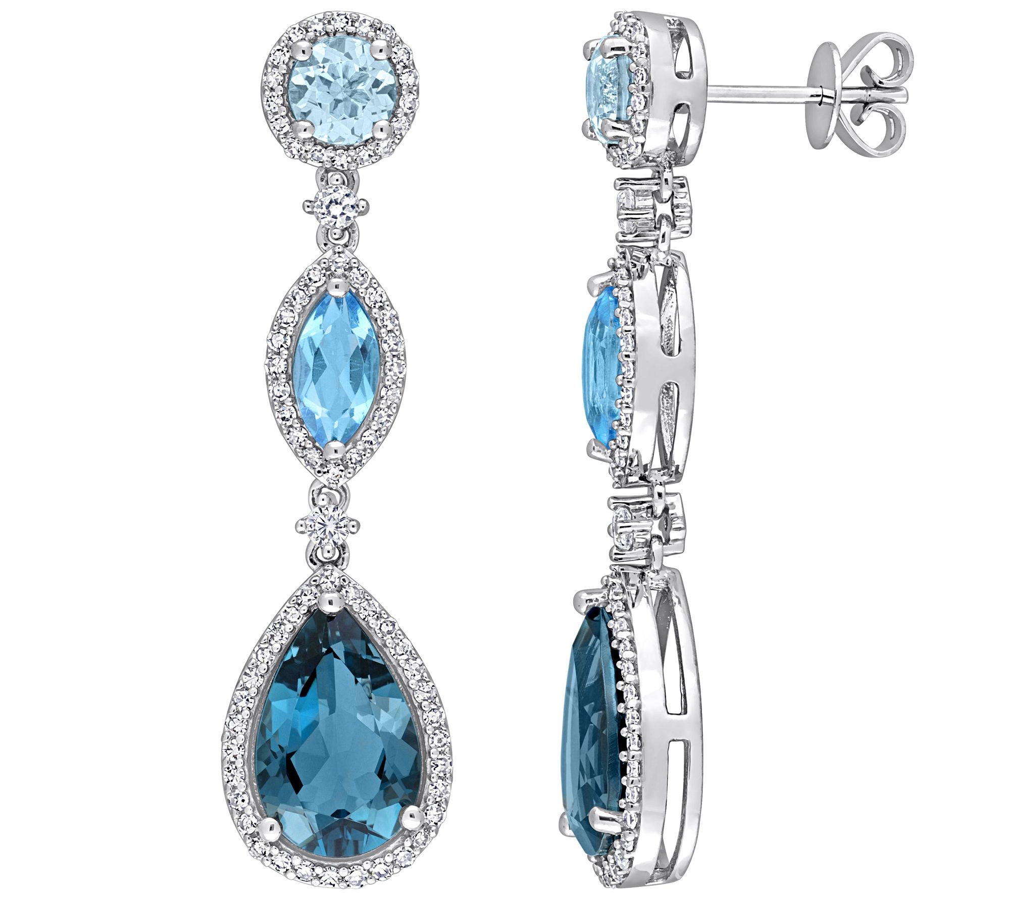 Bellini 8.50 cttw Multi-Gemstone & Diamond Earr ings, 14K
