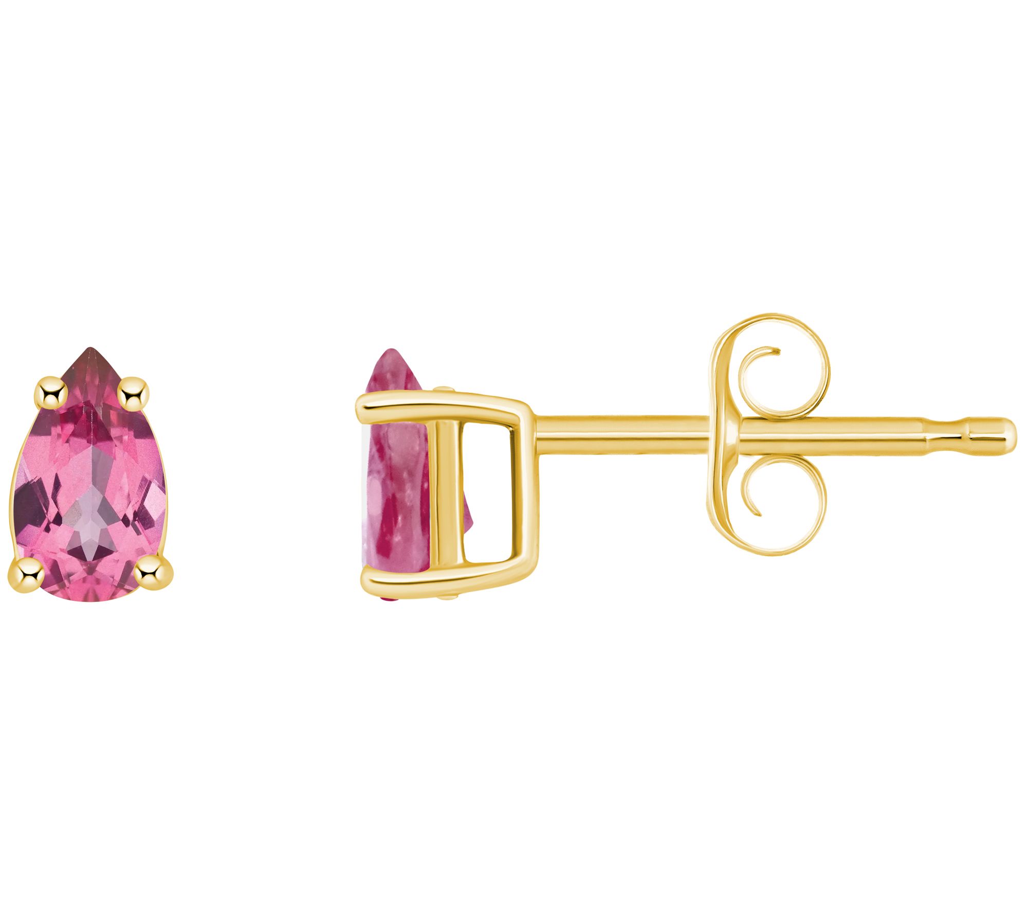 14K Gold Pear Shape 0.55 cttw Pink Topaz Stud Earrings