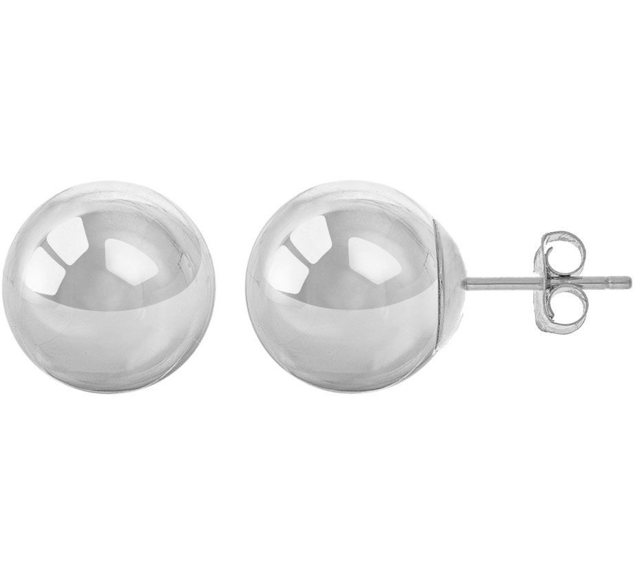Sterling Silver 10mm Polished Ball Stud Earring - QVC.com