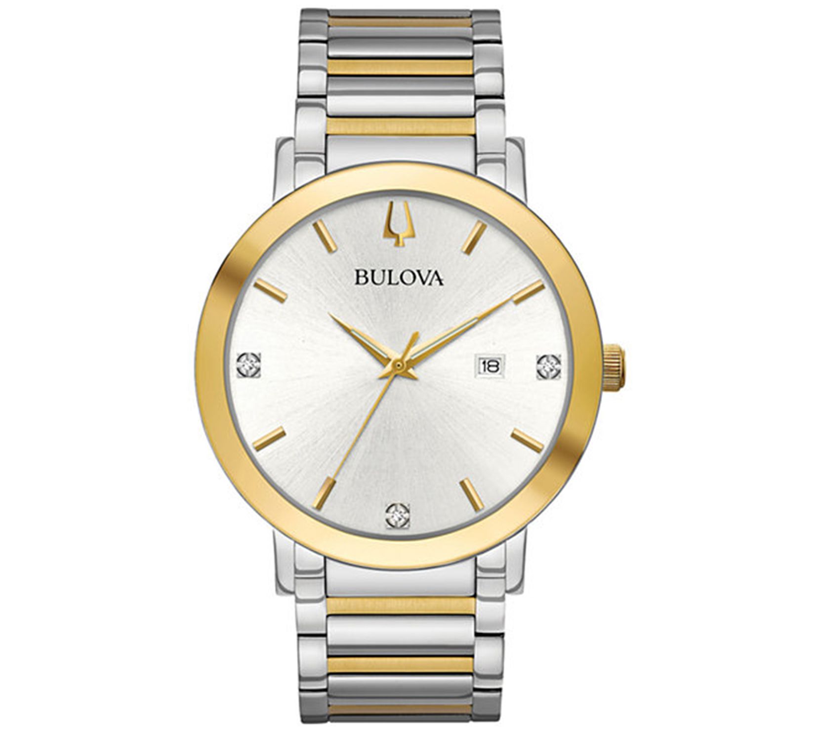 Bulova Men's Modern Diamond Accent Two-Tone Bracelet Watch - QVC.com
