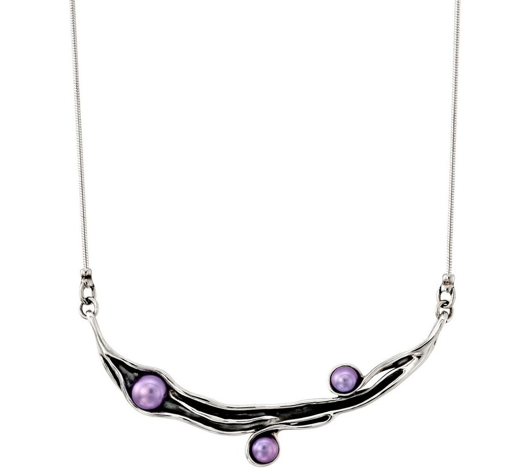 Hagit Sterling Silver 18" Cultured Pearl Station Necklace