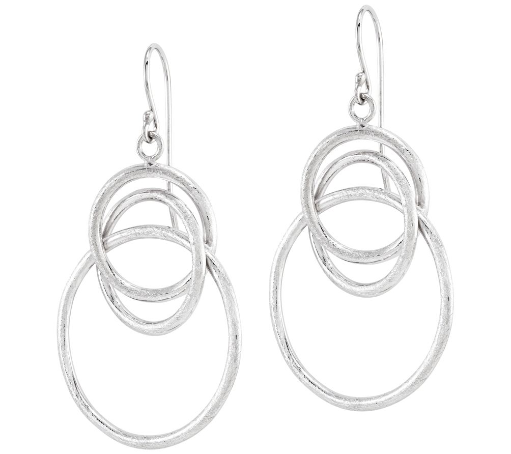 Italian Silver Interlocking Rings Dangle Earrings - QVC.com