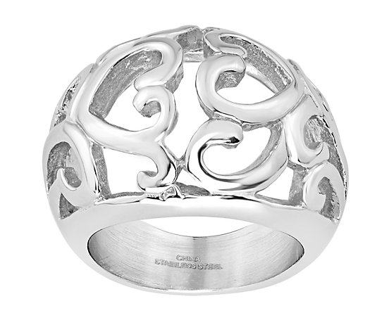 Steel by Design Dome Open-Heart Scroll Ring