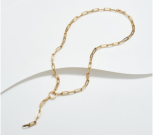 Adorna Textured Paperclip Chain Drop Necklace, 14K Gold