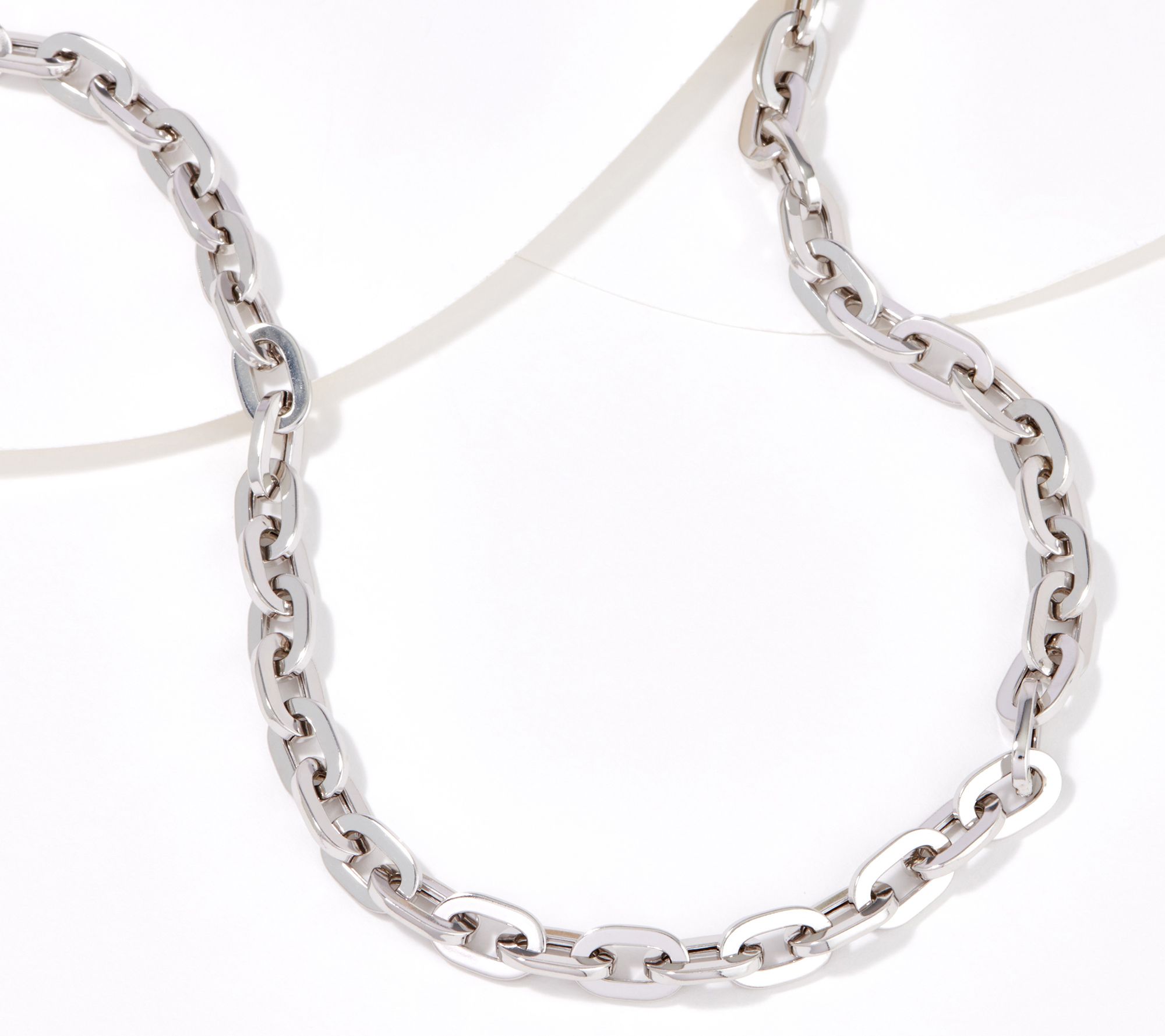 Casual Wear Ovel Designer Silver Chain Necklace, 120 Gm