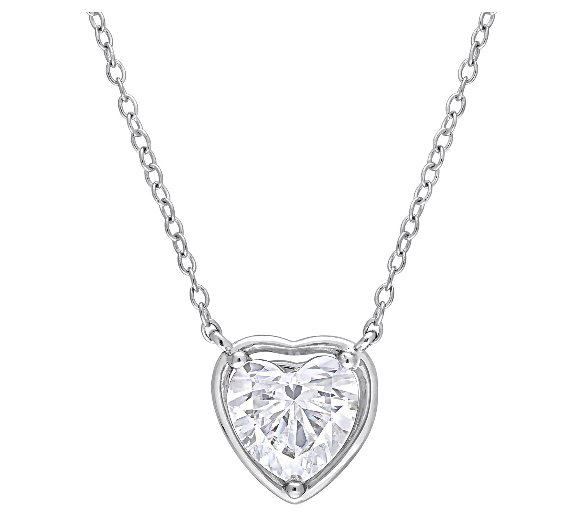 MoissanIce Moissanite 1.90 cttw Halo Heart Neck lace, Sterling