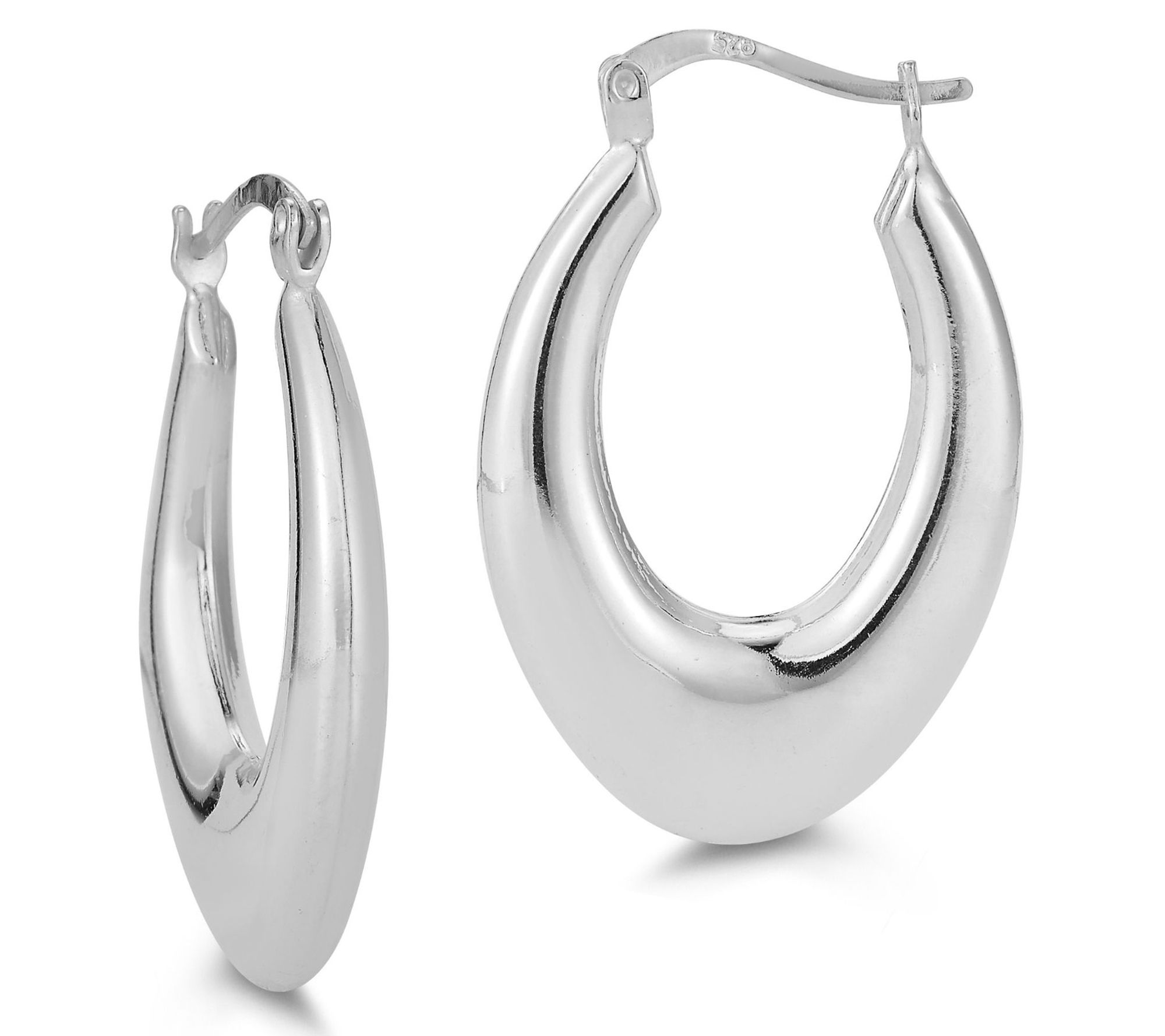 Sterlina Silver Graduated Oval Hoop Earrings, Sterling