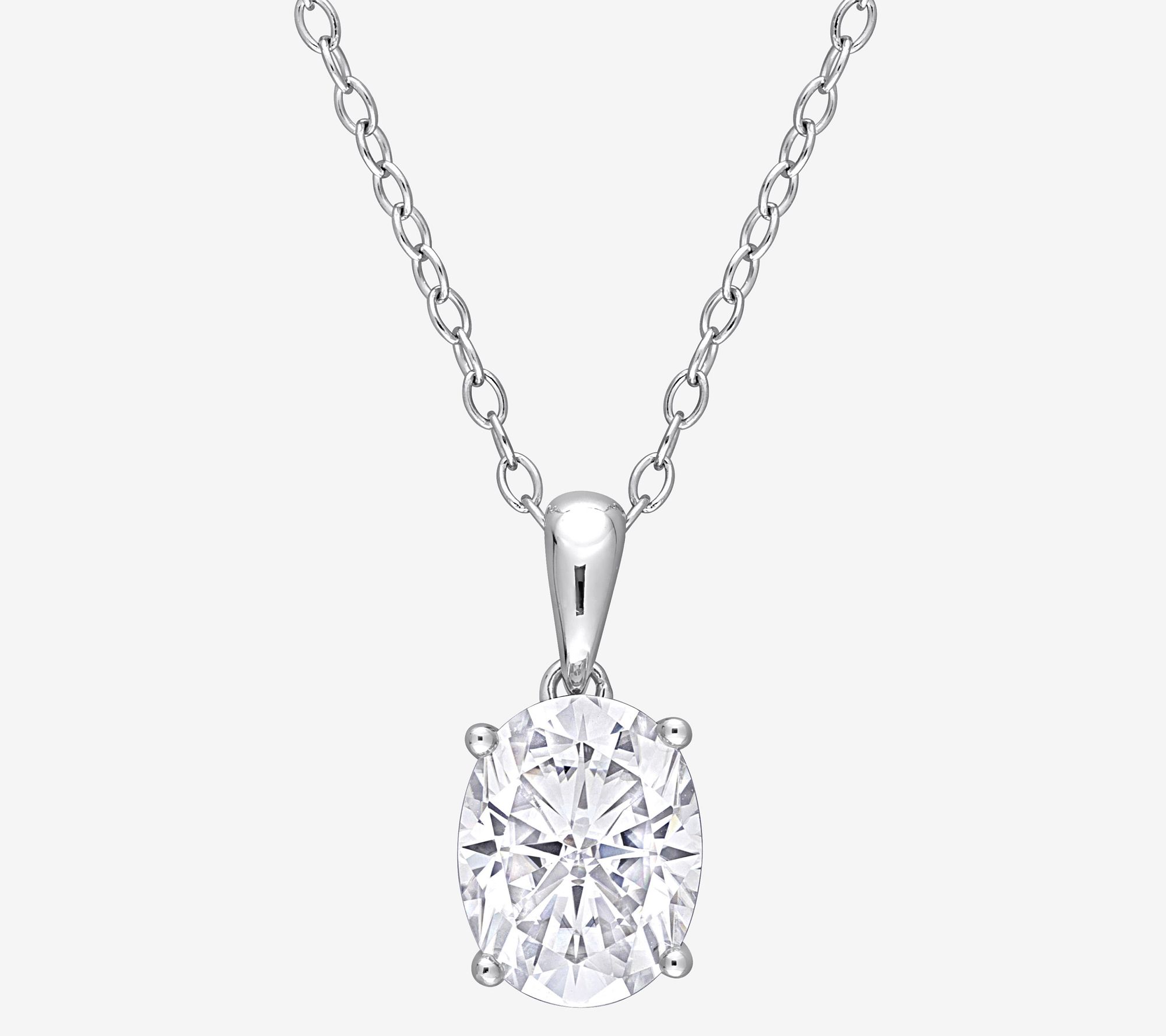 MoissanIce 1.95 cttw Moissanite Pendant w/ Chain, Sterling