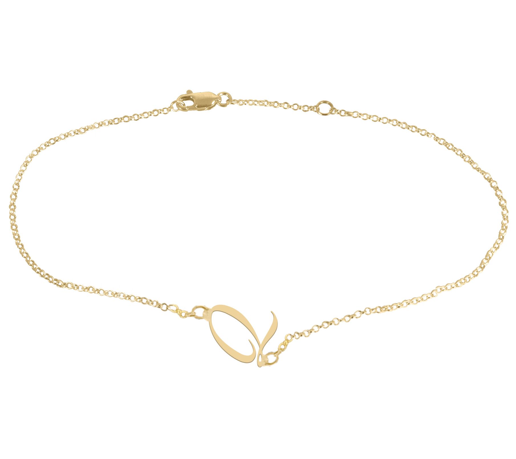 Personalized 14K Gold Plated Script Initial Ank e Bracelet