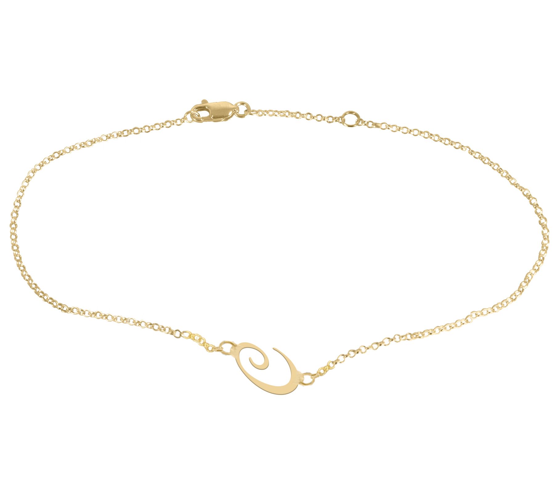 Personalized 14 K Gold Plated S cript Initial A nkle Bracelet