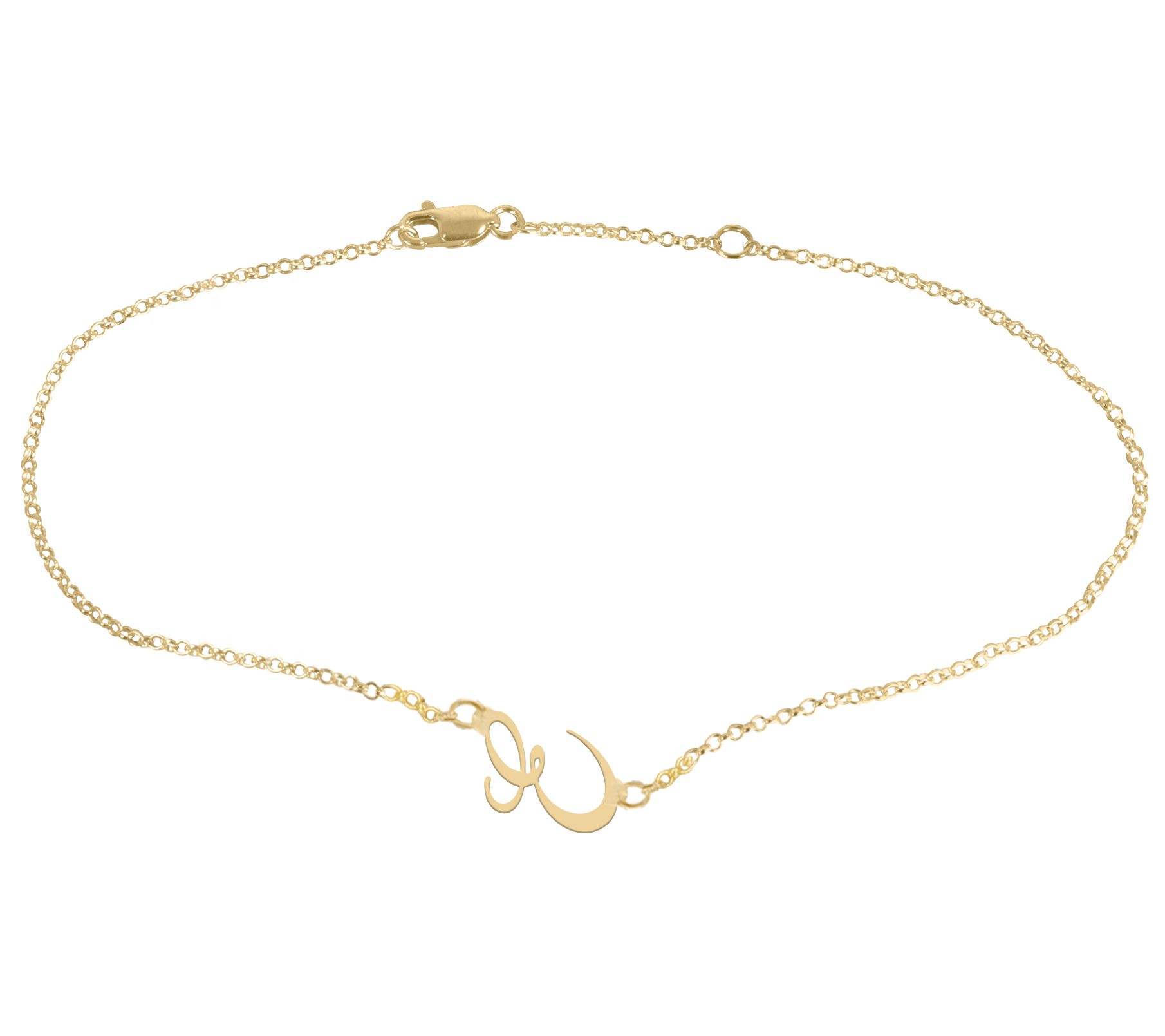 Personalized 14K Gold Plated Script Initial Ankle Bracelet