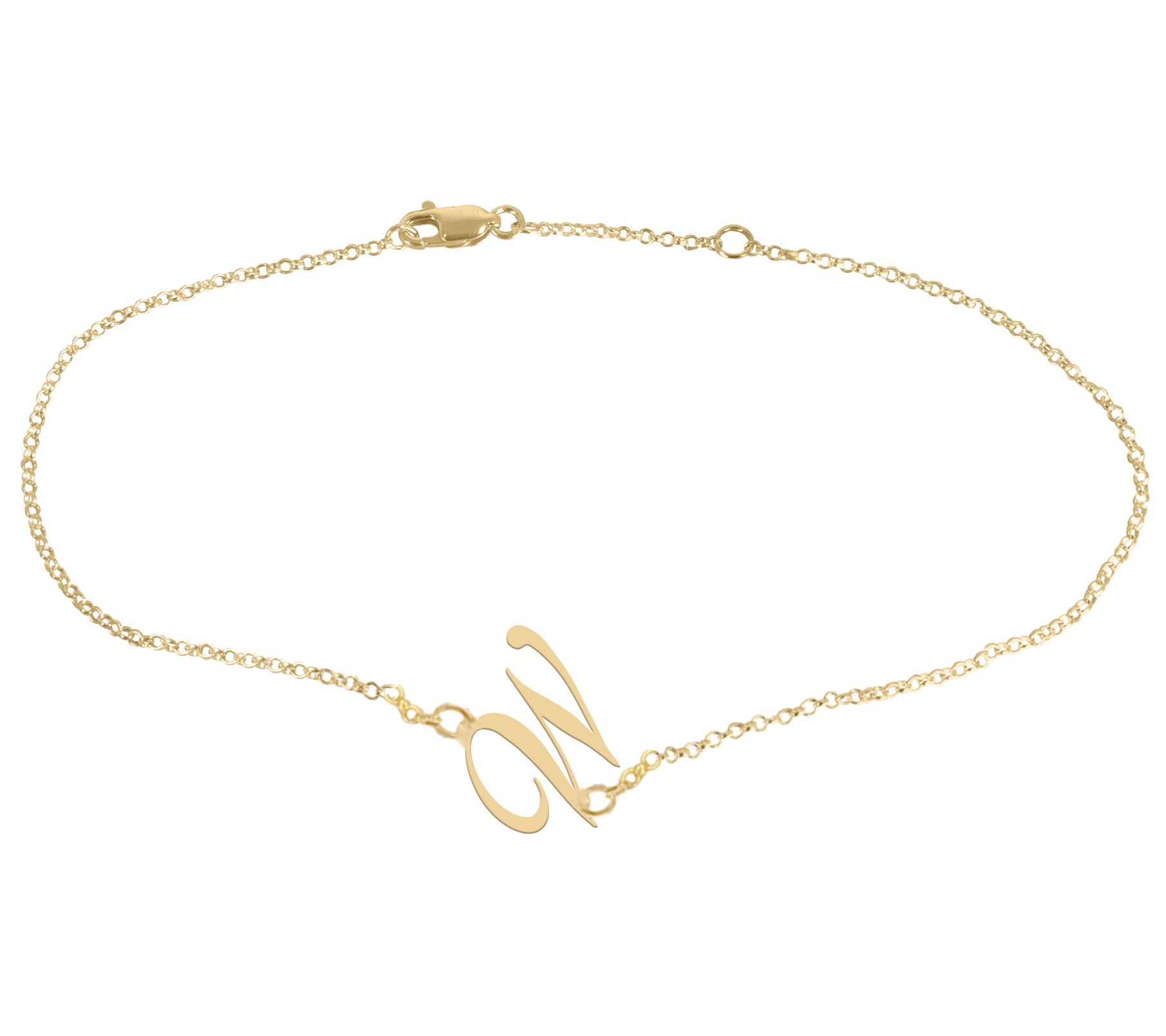Personalized 14K Gold Plated Script Initial Ankle Bracelet