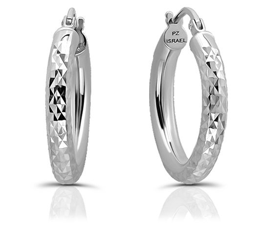 Or Paz Sterling Silver 3/4'' Diamond Cut Hoop Earrings