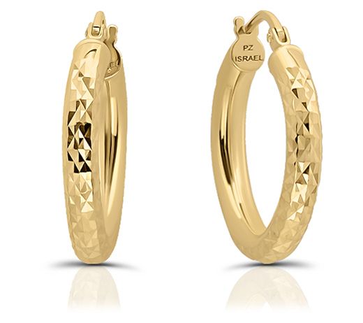 Or Paz Sterling Silver 3/4'' Diamond Cut Hoop Earrings