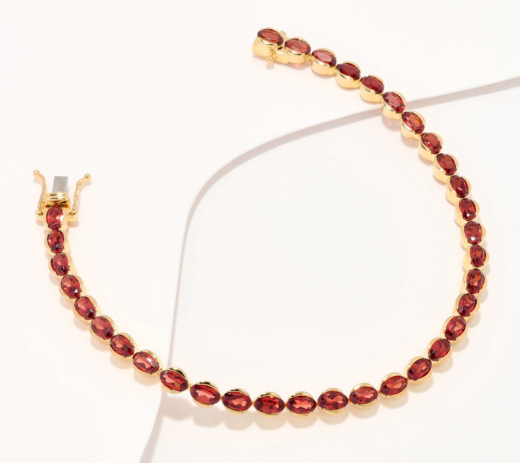 Affinity Gems Oval Cut Gem Tennis Bracelet, 14K Plated Sterling