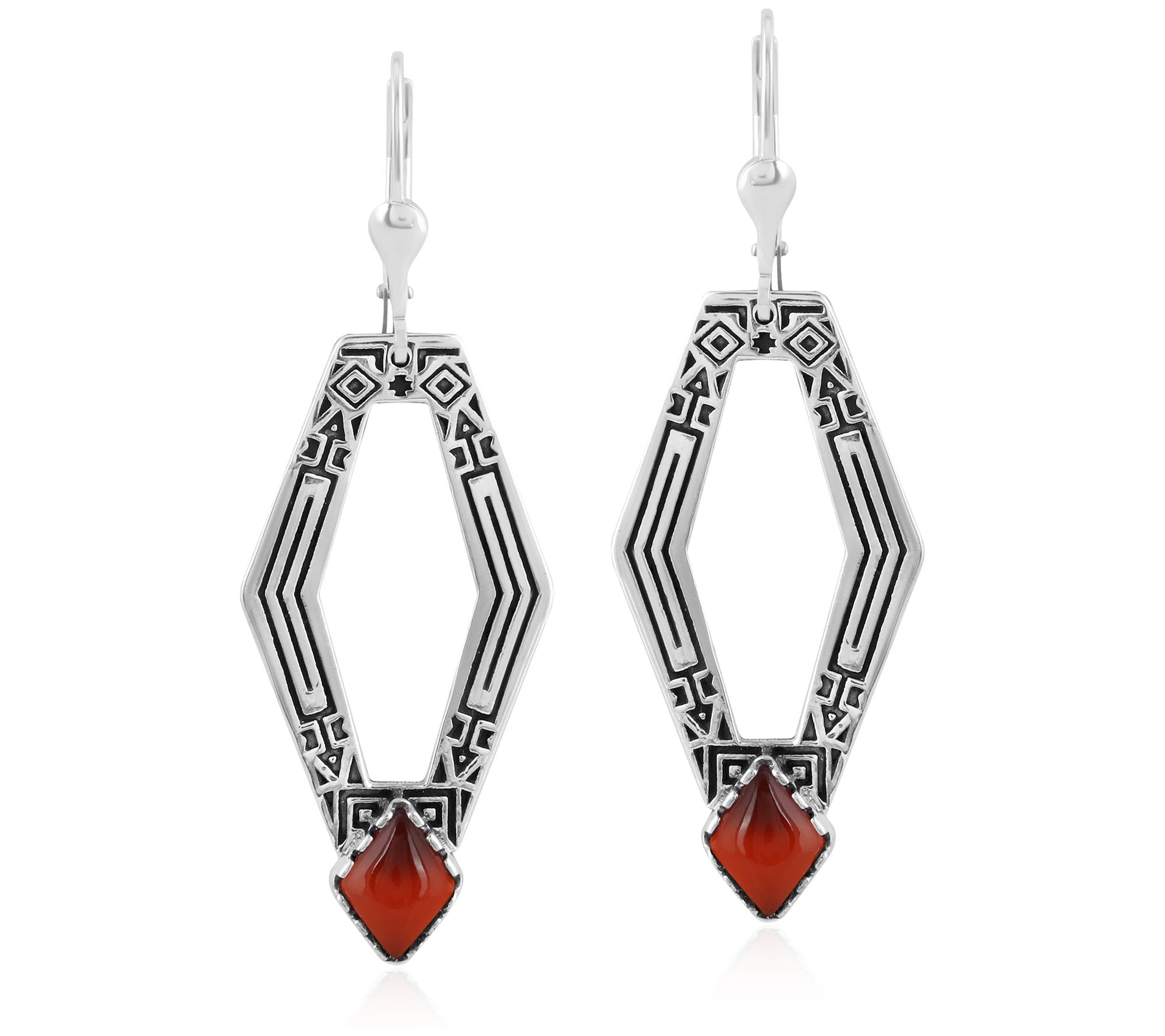 American West Sterling Geometric GemstoneDangle Earrings