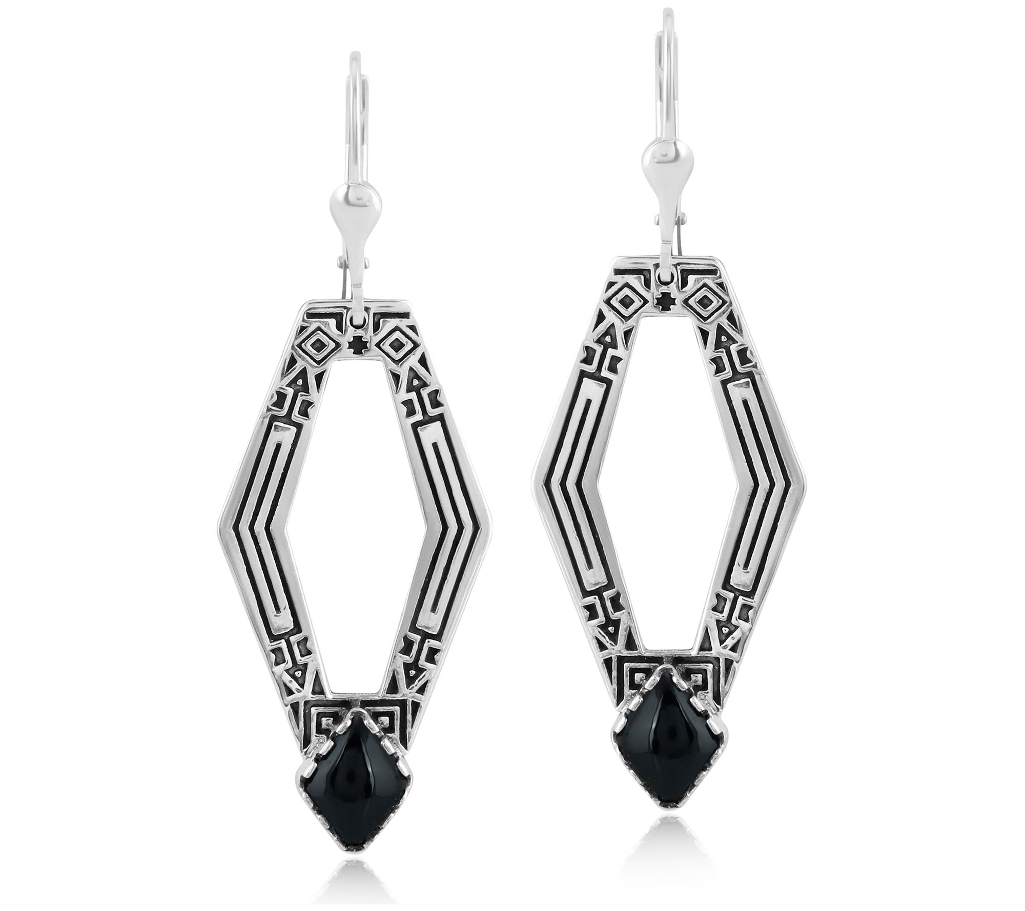 American West Sterling Geometric GemstoneDangle Earrings