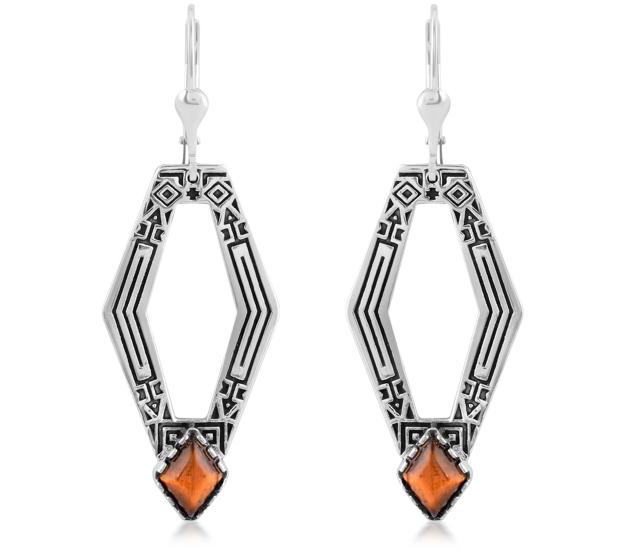 American West Sterling Geometric GemstoneDangle Earrings