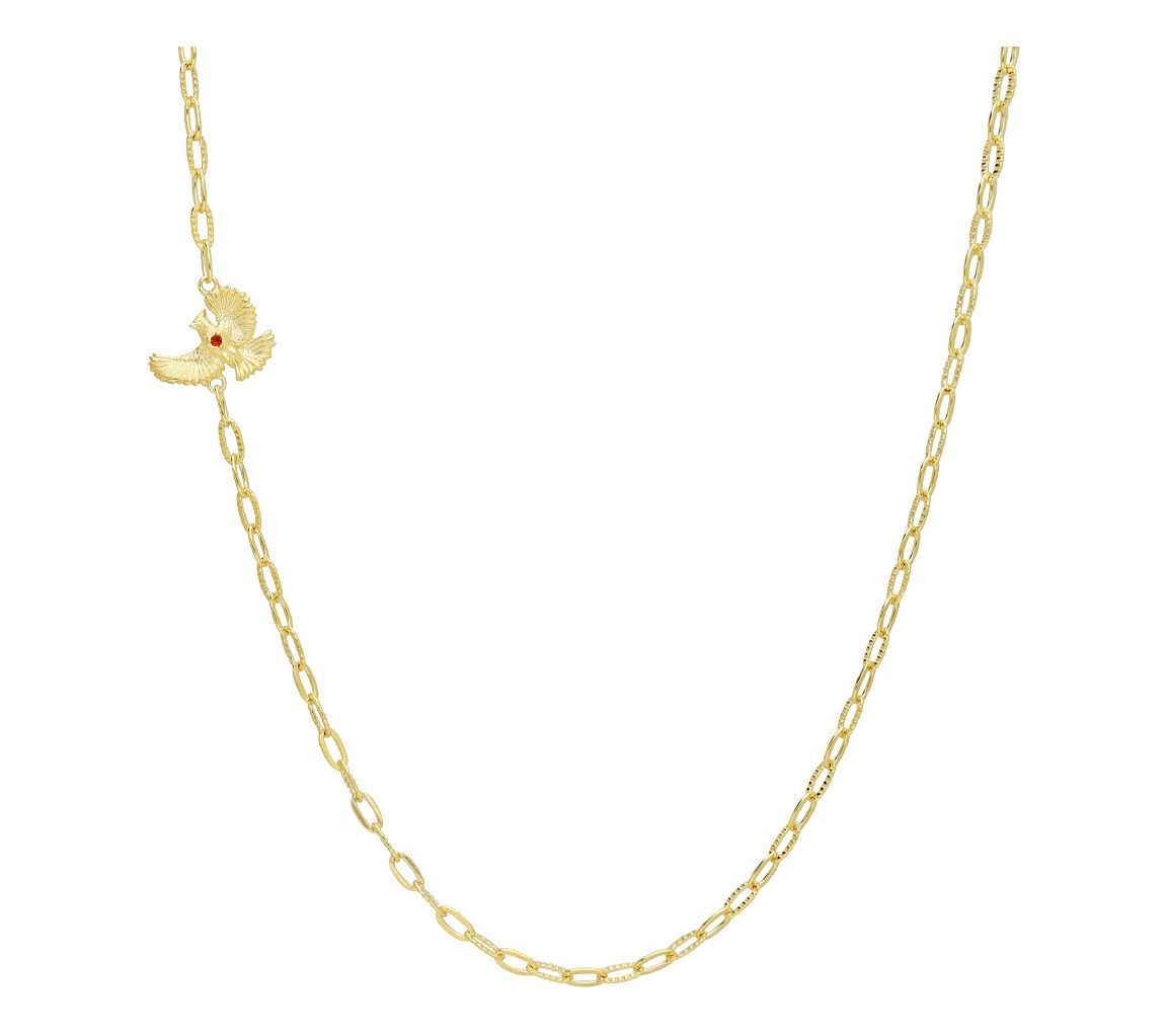 Goddaughters Citrine Cardinal Station Necklace,14K Gold Clad