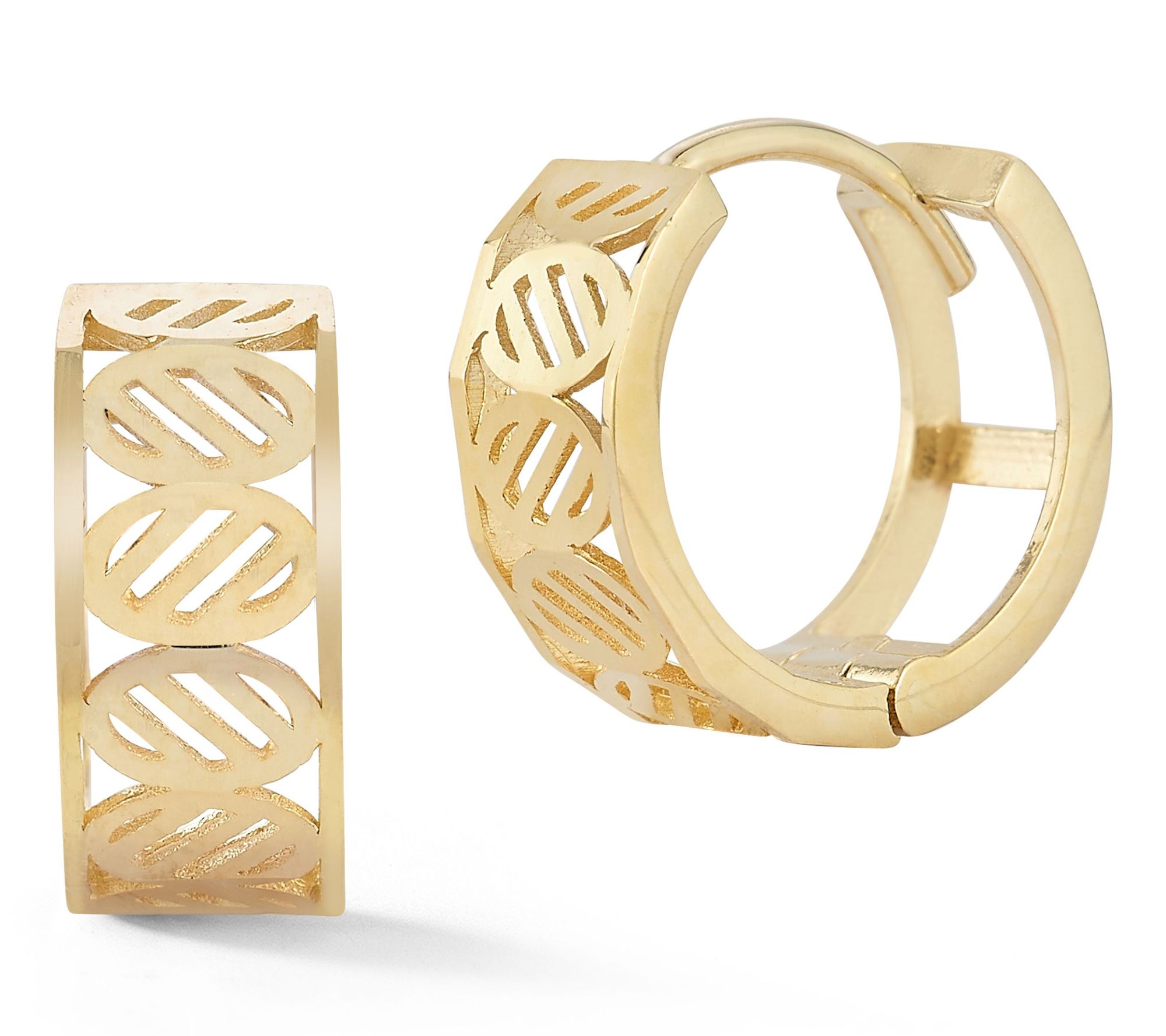 Luminosa Gold Geometric Leaf Huggie Hoop Earrings, 14K