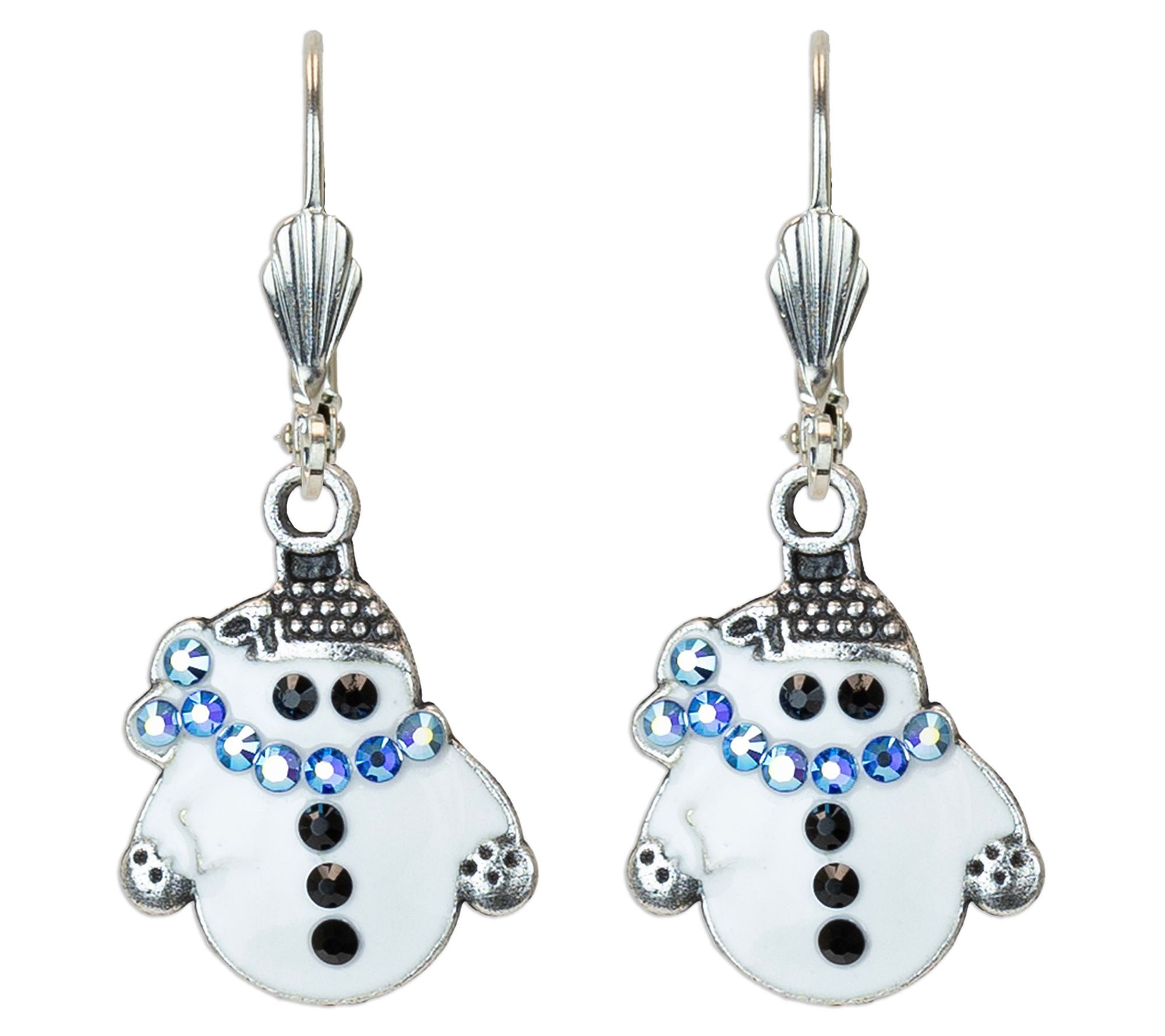 Anne Koplik Snowman Crystal Scarf Earrings