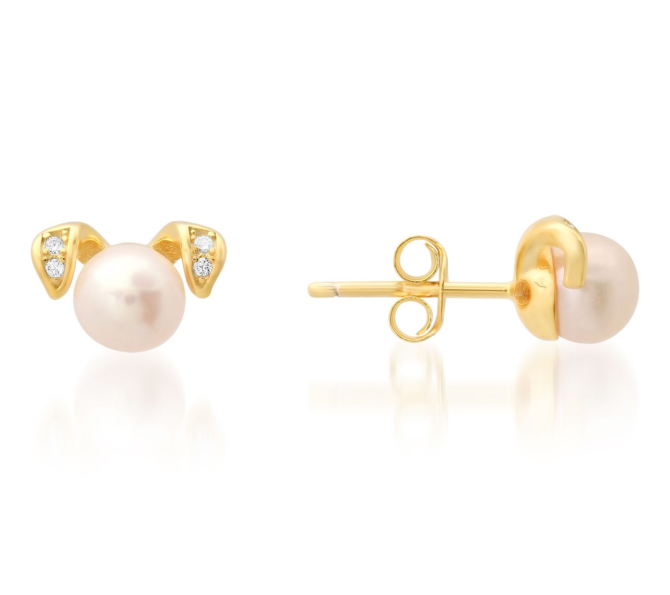 Diamonique Cultured Pearl Puppy Dog Earrings, Sterling Silver