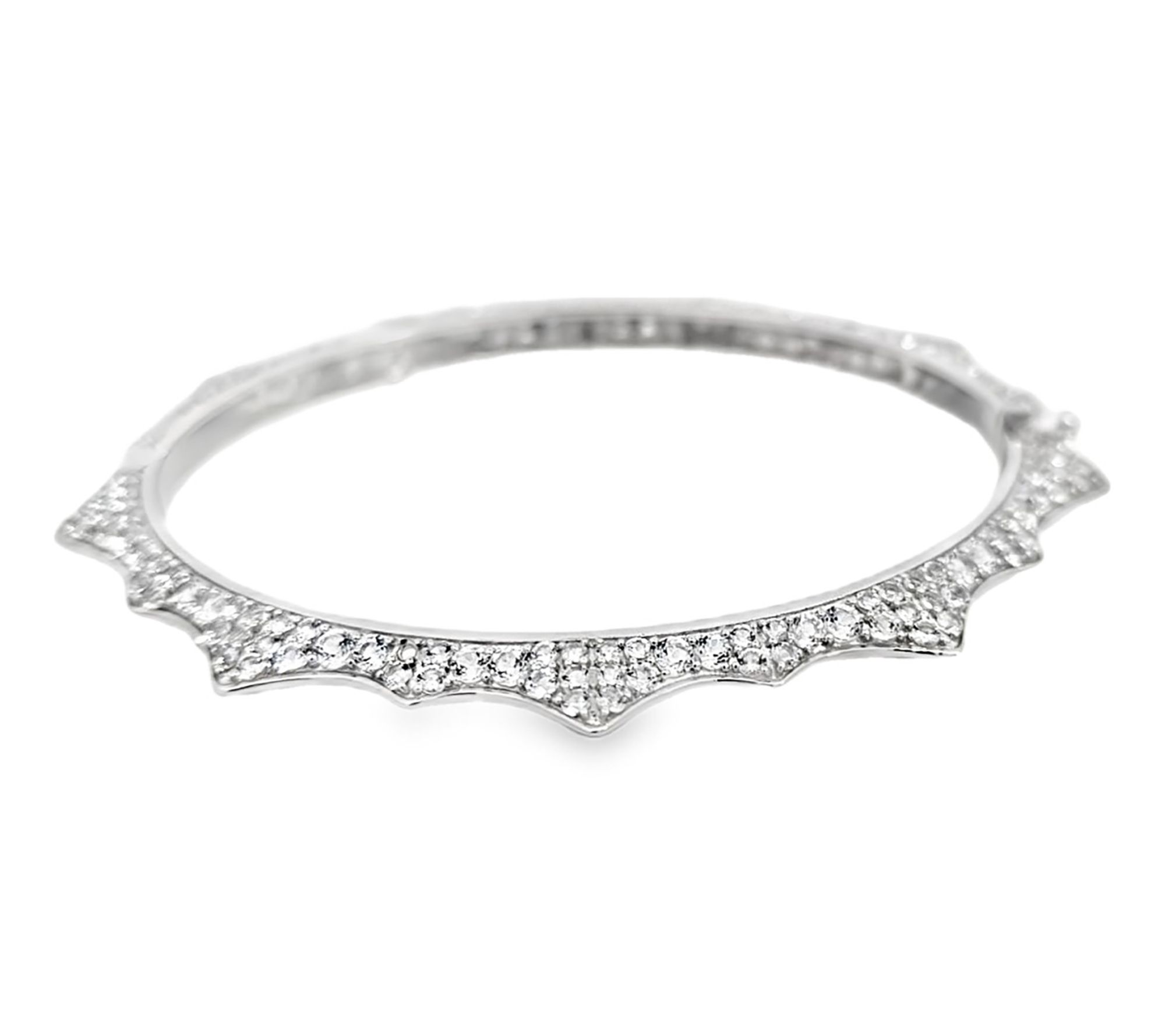 Margo Manhattan Sterling Silver White Topaz Crown Bangle