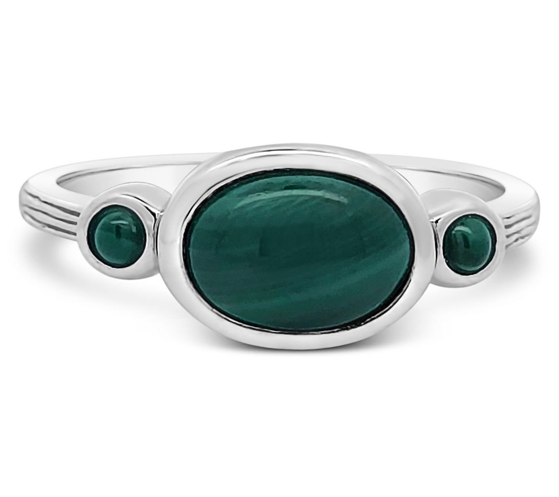 Ariva Sterling Silver Malachite Capri Ring