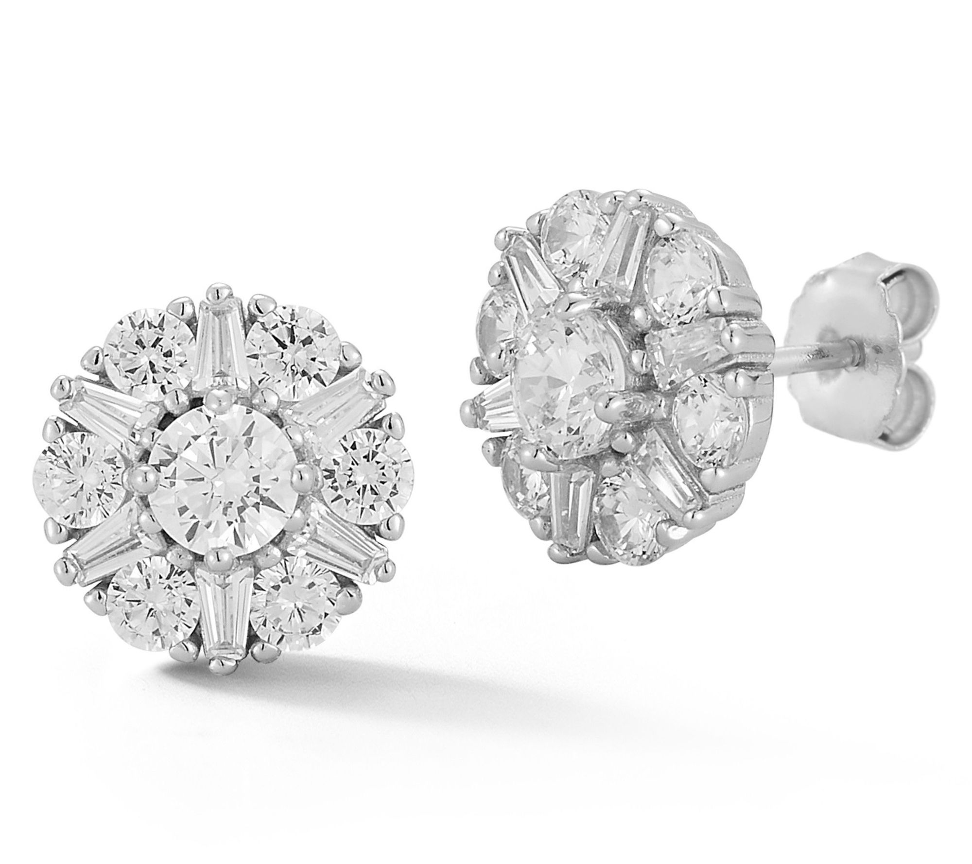 Sterlina Silver Pave Star Cluster Stud Earrings, Sterling