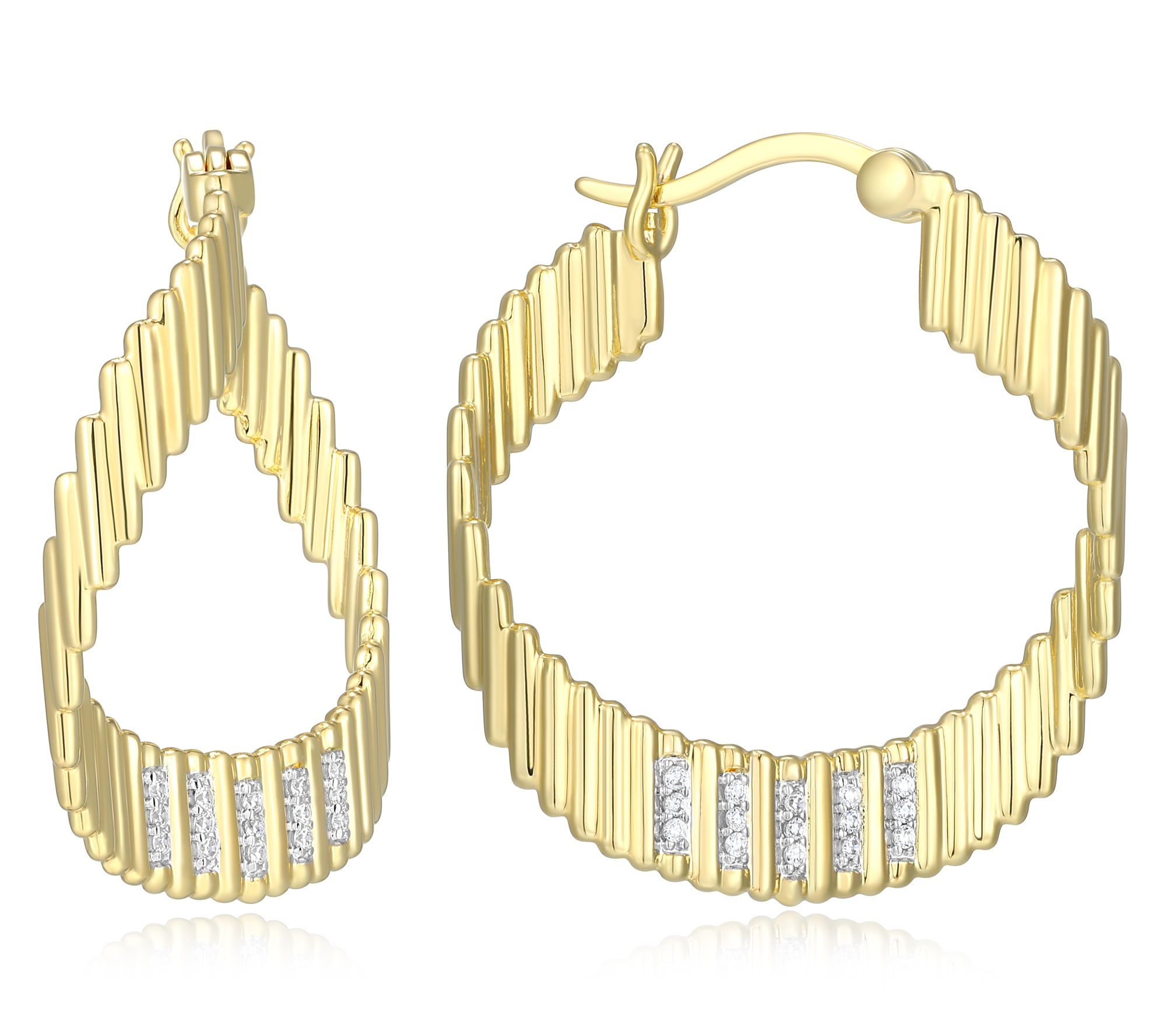 LuxLab Grown Diamond Twist Hoop Earrings, 18K G old Plated