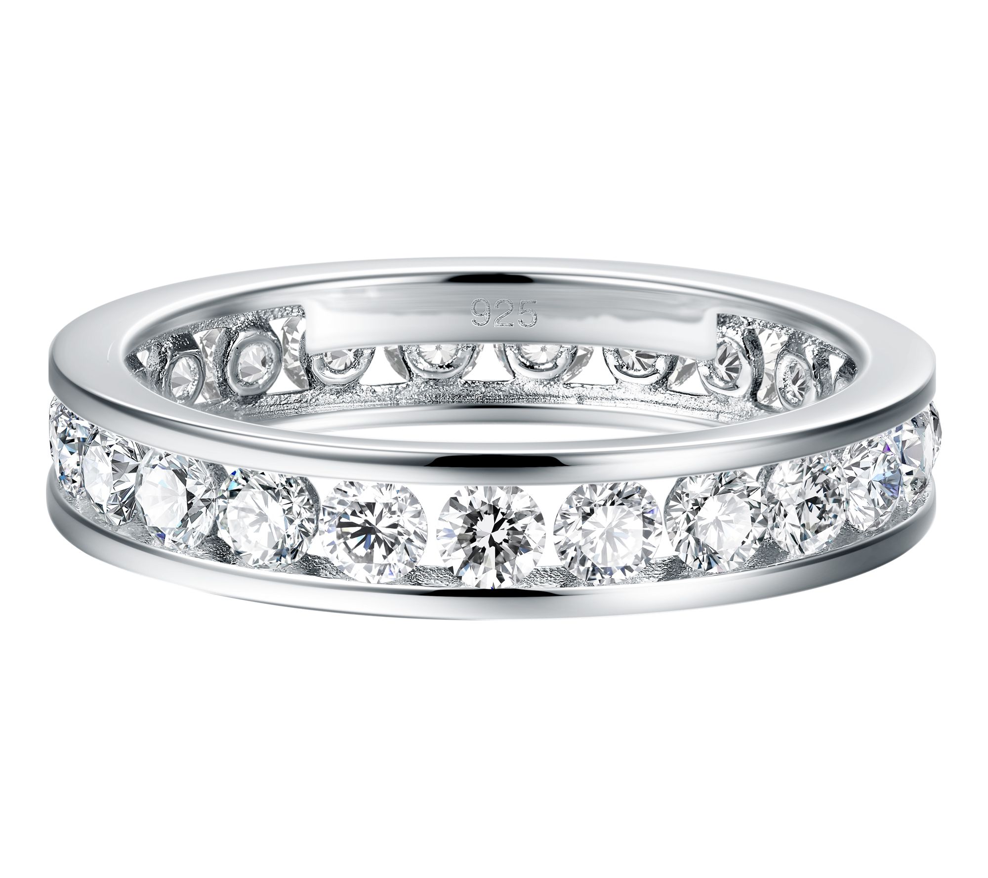 Moissanite Luxe Tension Set Eternity Band Ring,Sterling