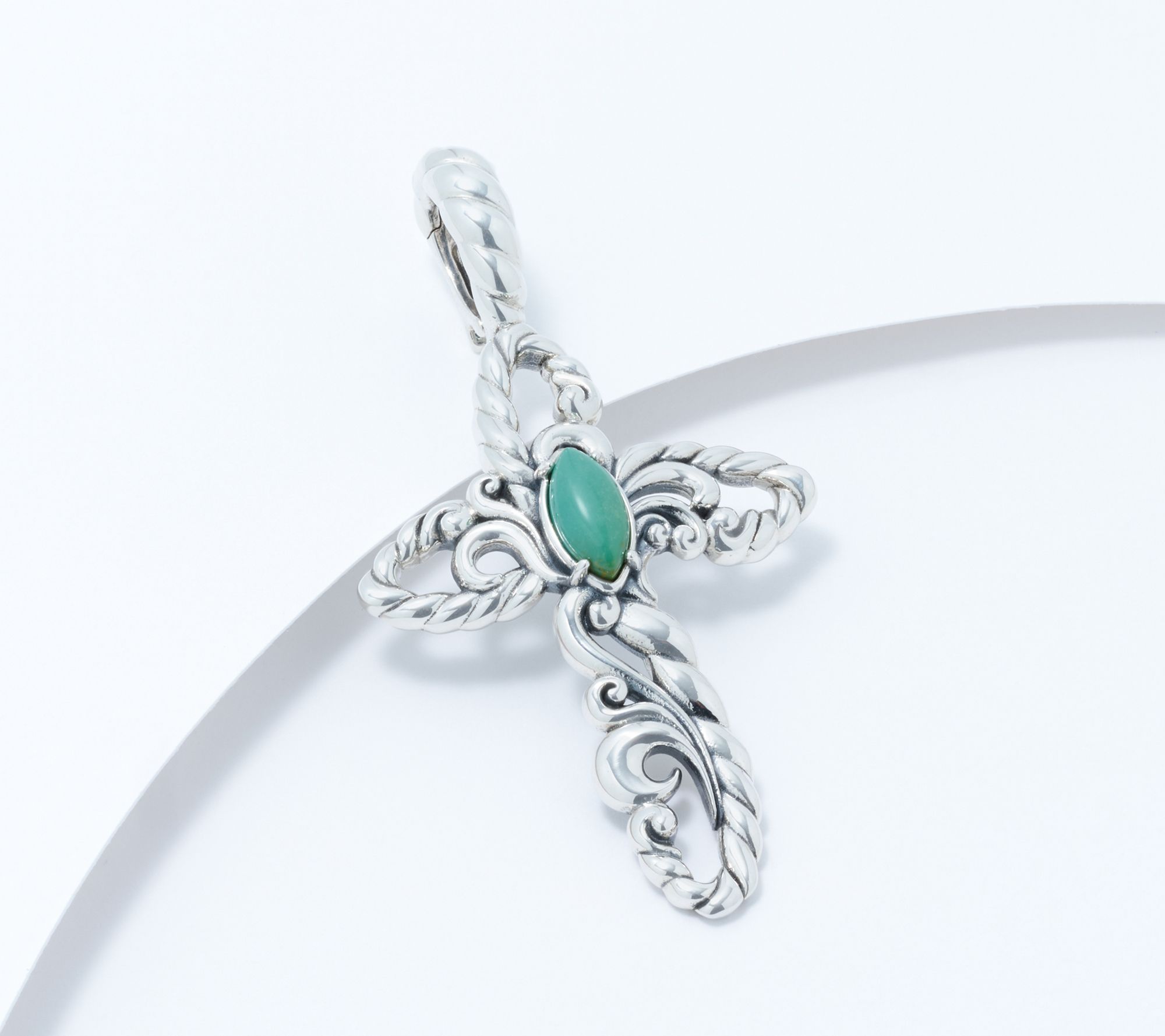 American West Sterling Silver Gemstone Rope Cross Enhancer