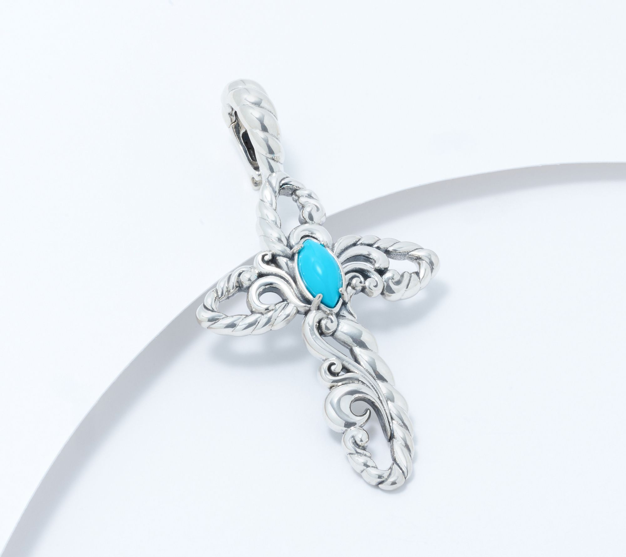 American West Sterling Silver Gemstone Rope Cross Enhancer