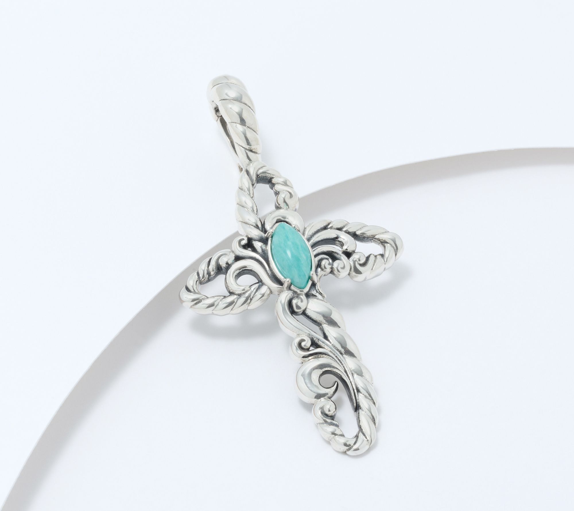 American West Sterling Silver Gemstone Rope Cross Enhancer