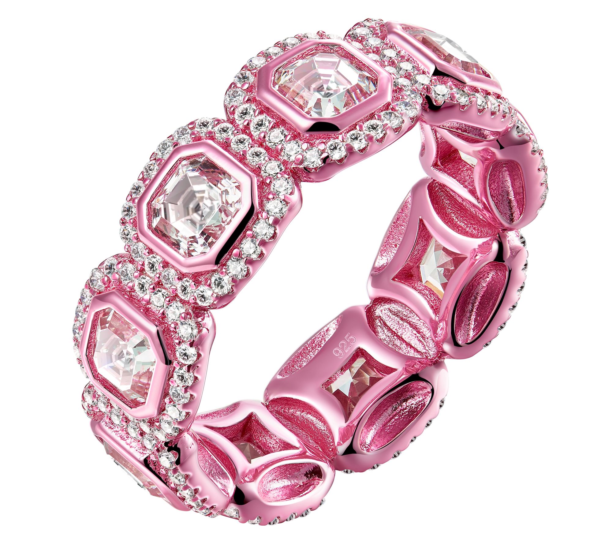Diamonique X Jennifer Miller Framed Asscher Eternity Band Ring