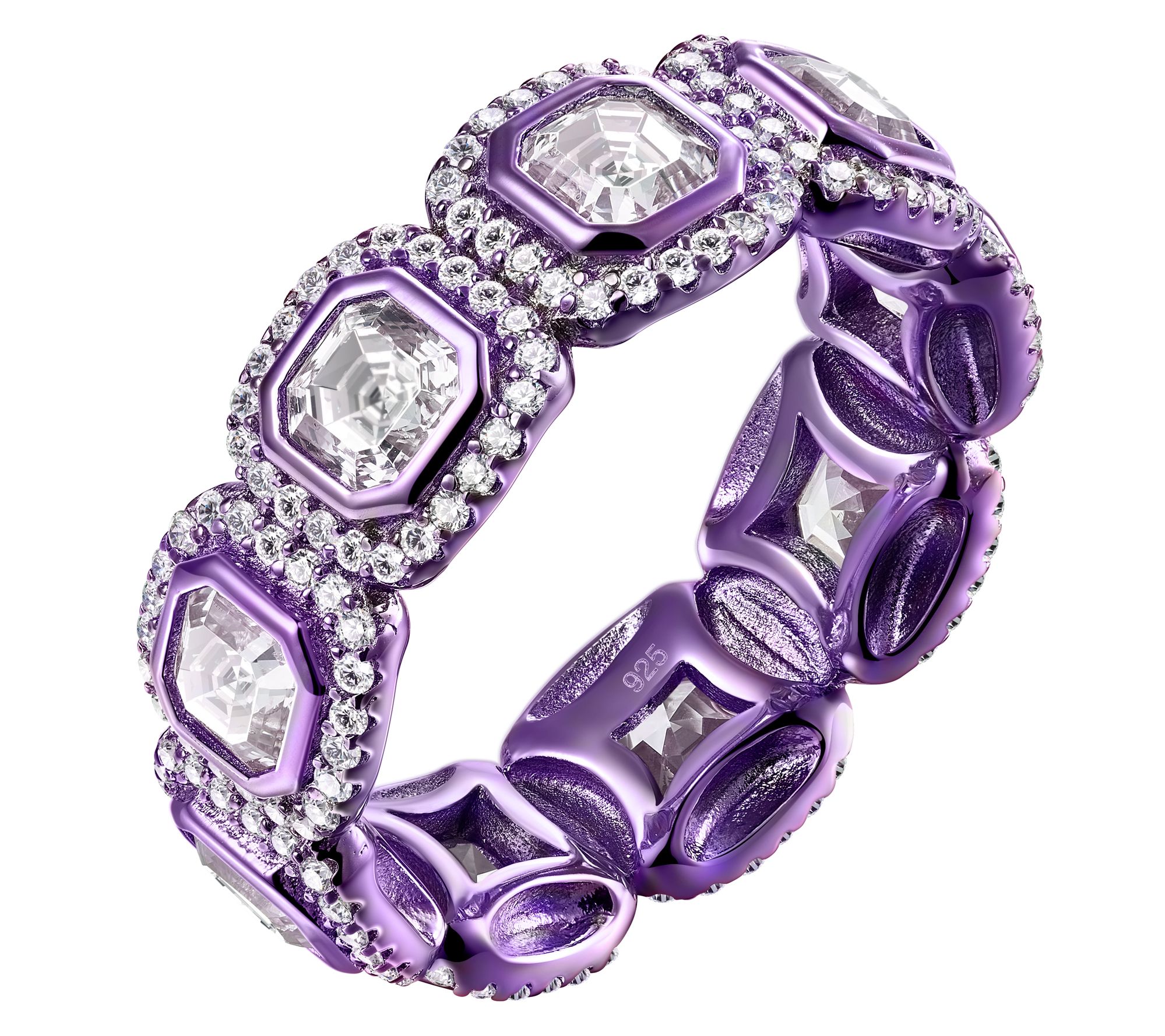 Diamonique X Jennifer Miller Framed Asscher Eternity Band Ring