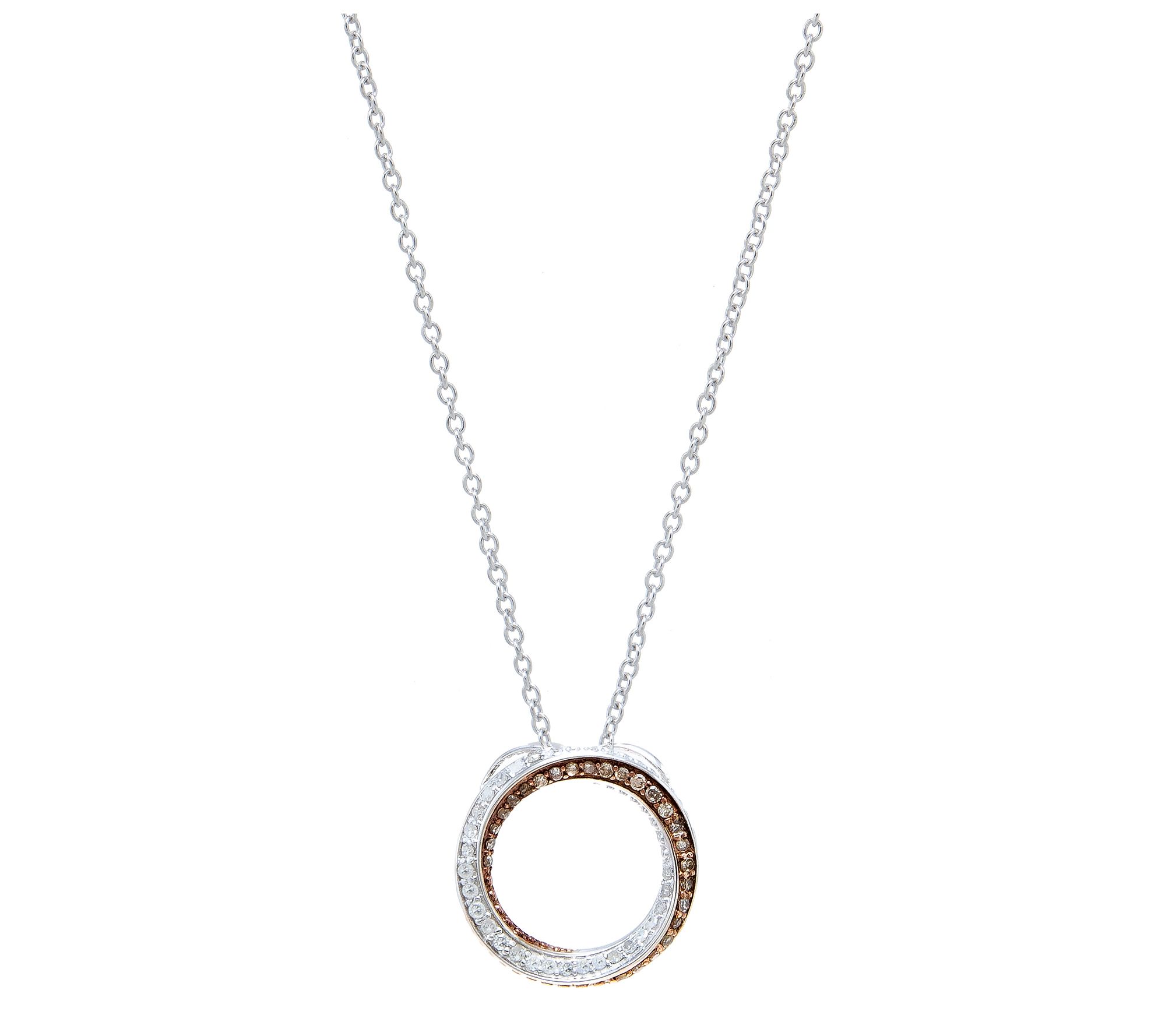 Affinity Diamonds Two-Tone Circle Pendant w/ Chain, Sterling