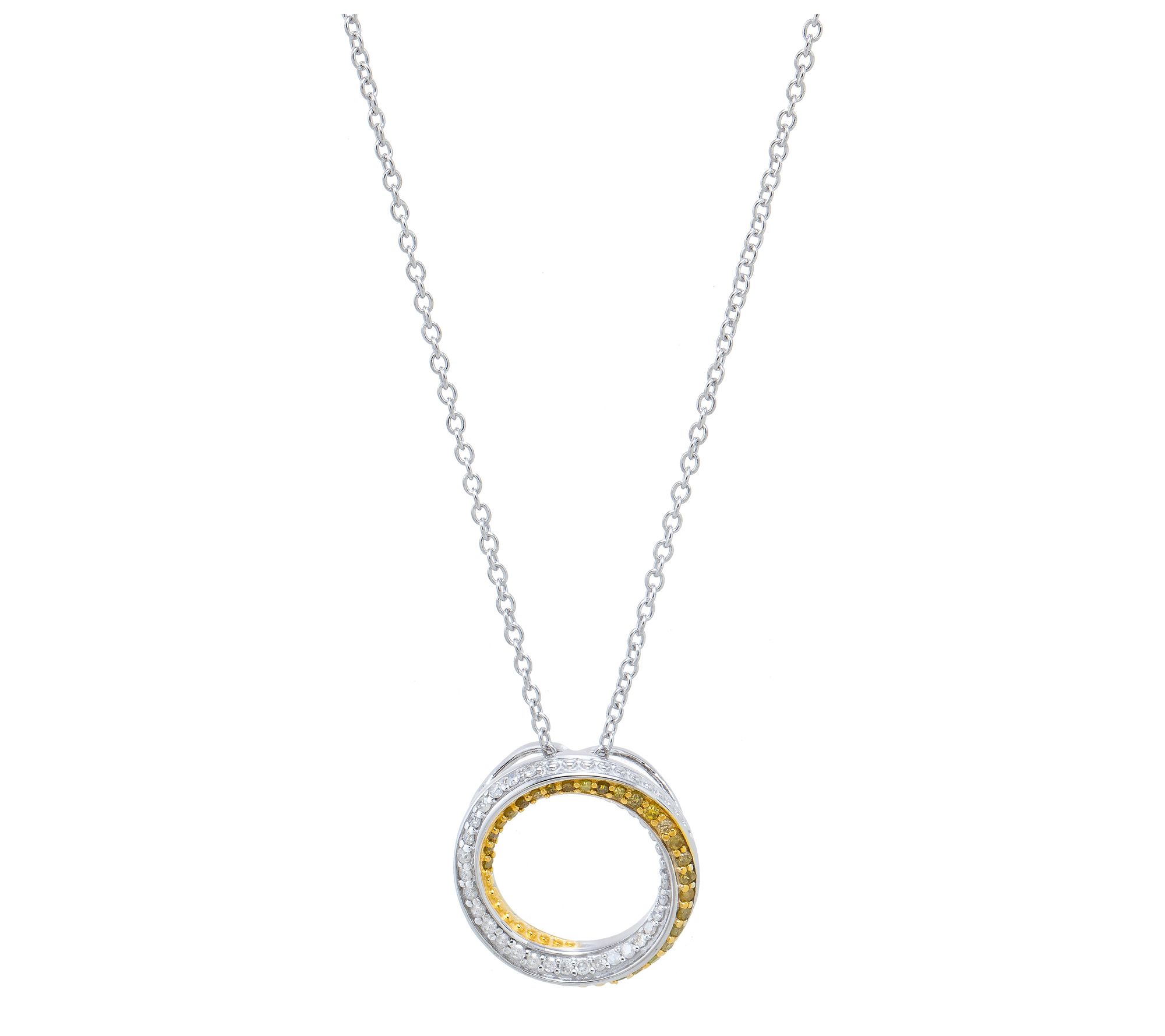 Affinity Diamonds Two-Tone Circle Pendant w/ Chain, Sterling