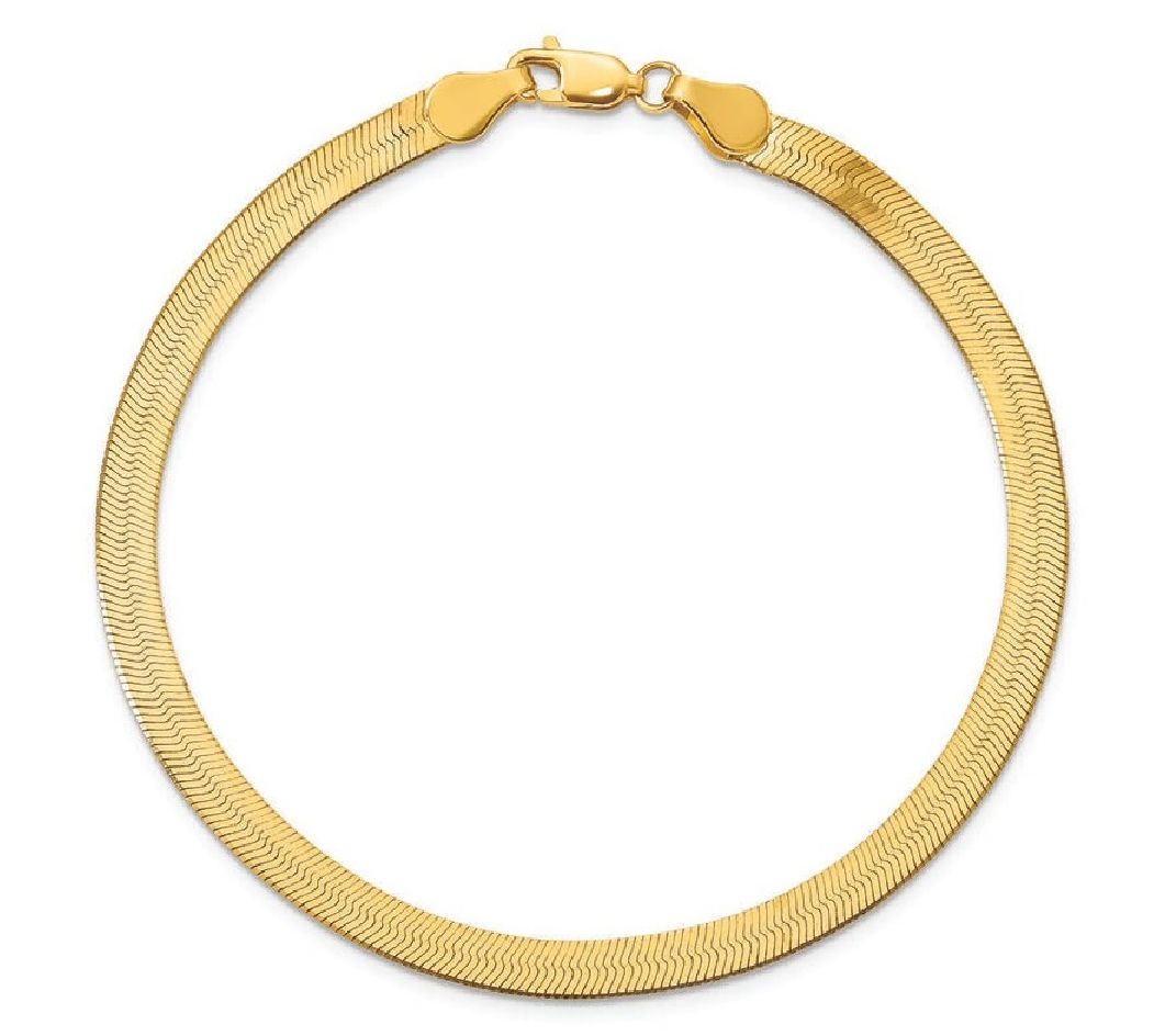 Classic Herringbone 7" Bracelet, 14K Gold