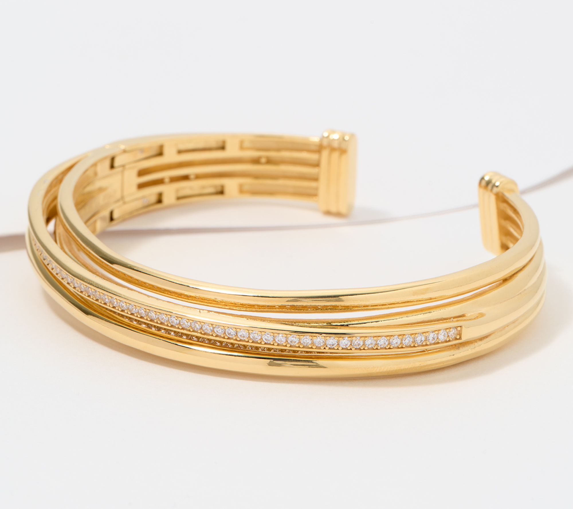 "As Is" Diamonique Italia Hinged Cuff Bangle, Sterling Silver