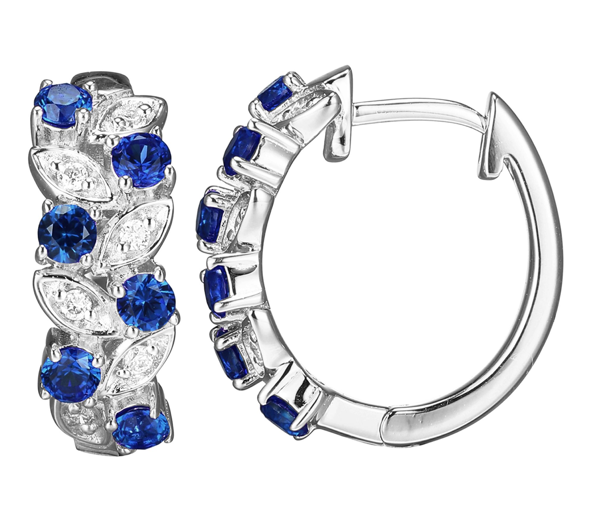 LuxLab Grown Gemstone & Diamond Accent Hoop Ear rings, Sterlin