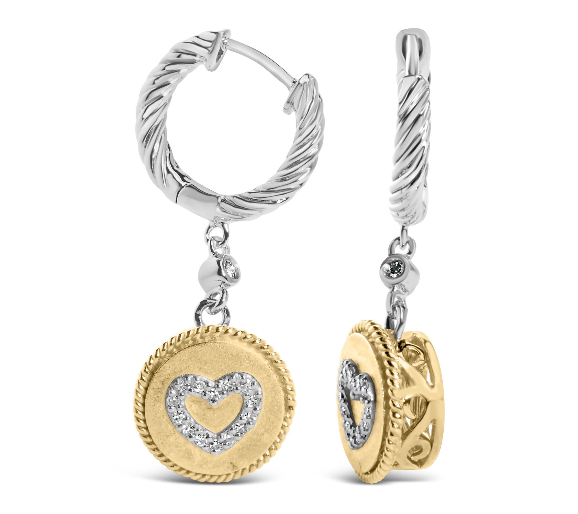 Haus of Brilliance Diamond Heart Dangle Earrings, Sterling