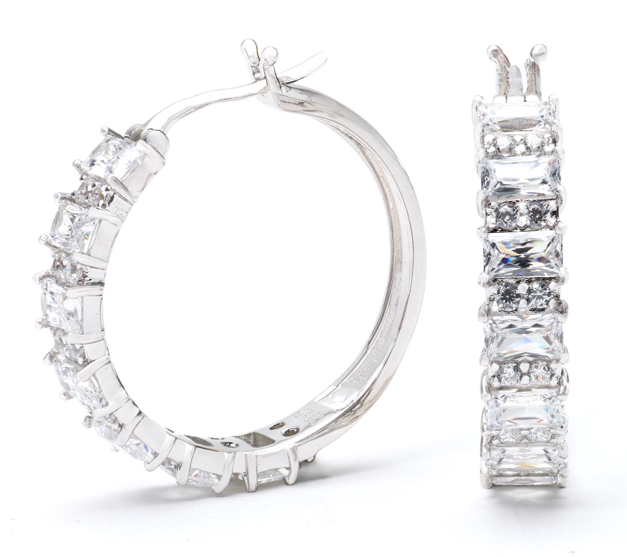 Diamonique x Kathy Levine Travelers 1" Hoop Earrings Sterling Silver