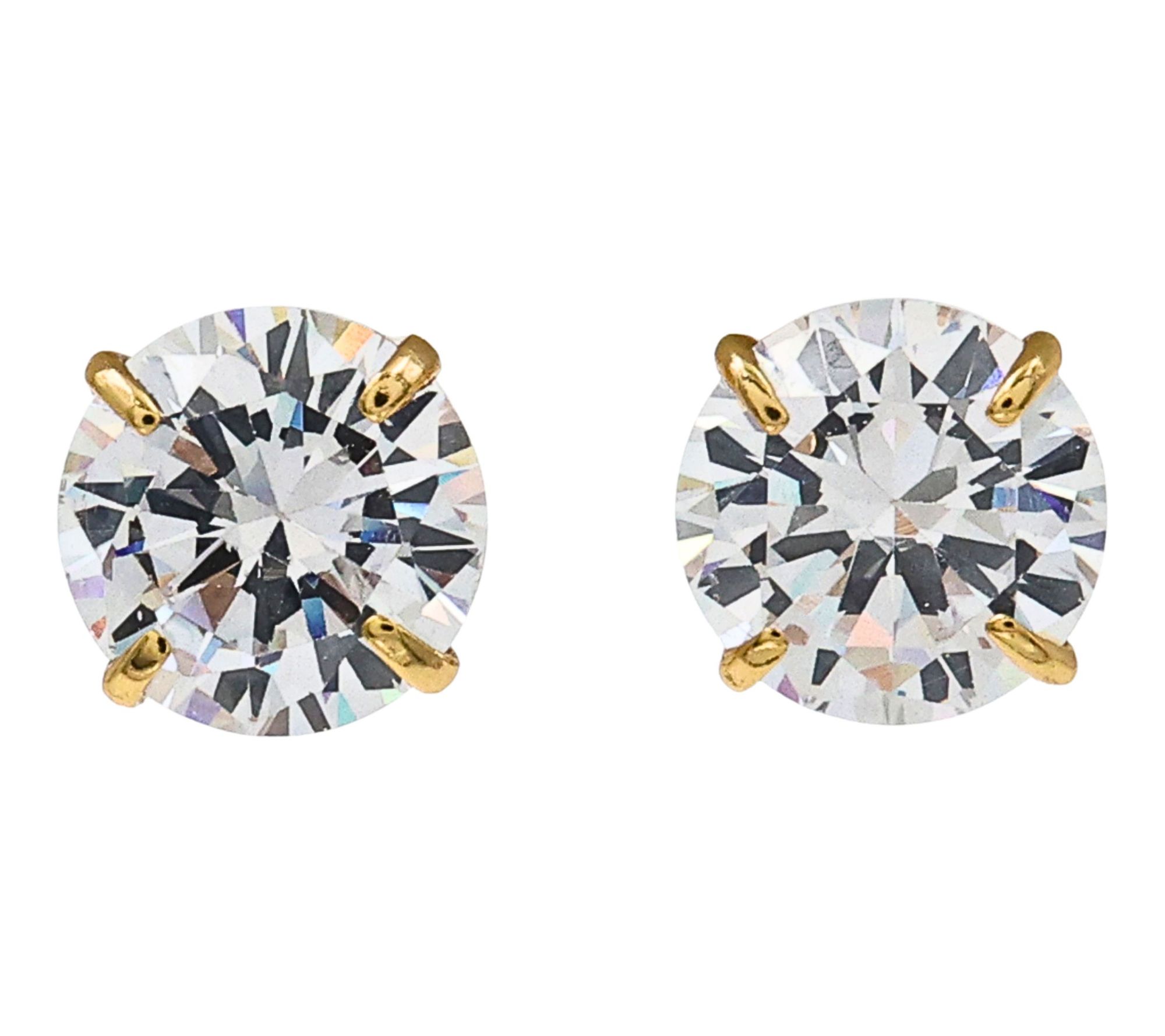 Diamonique 8.70 cttw Stud Earrings, 14K Gold Plated