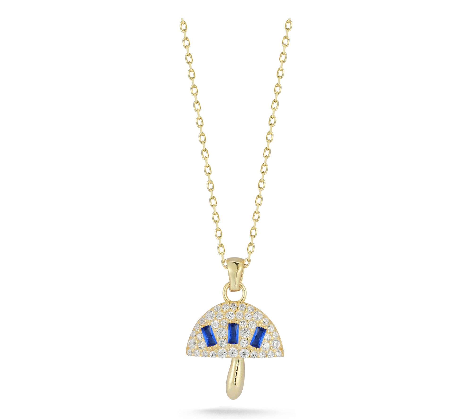 Sterlina Silver Pave Mushroom Necklace, 14K Gold Plated