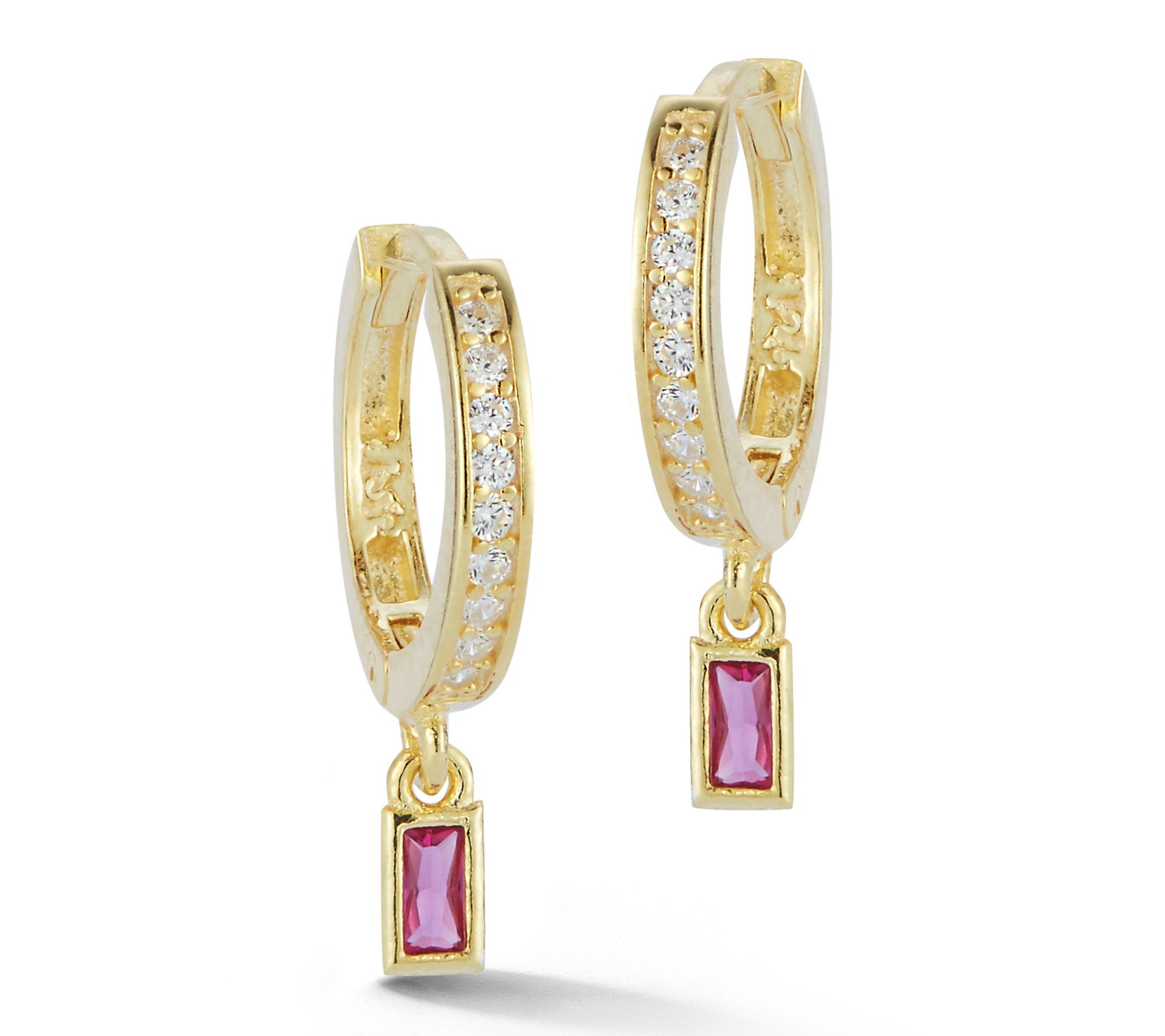 Sterlina Silver Pave Charm Earrings, 14K Gold Plated